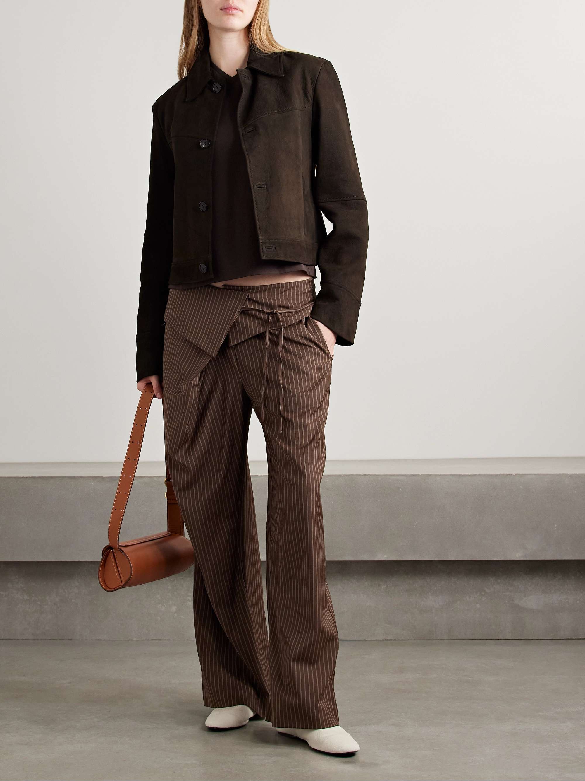 Avery cropped textured-suede jacket view