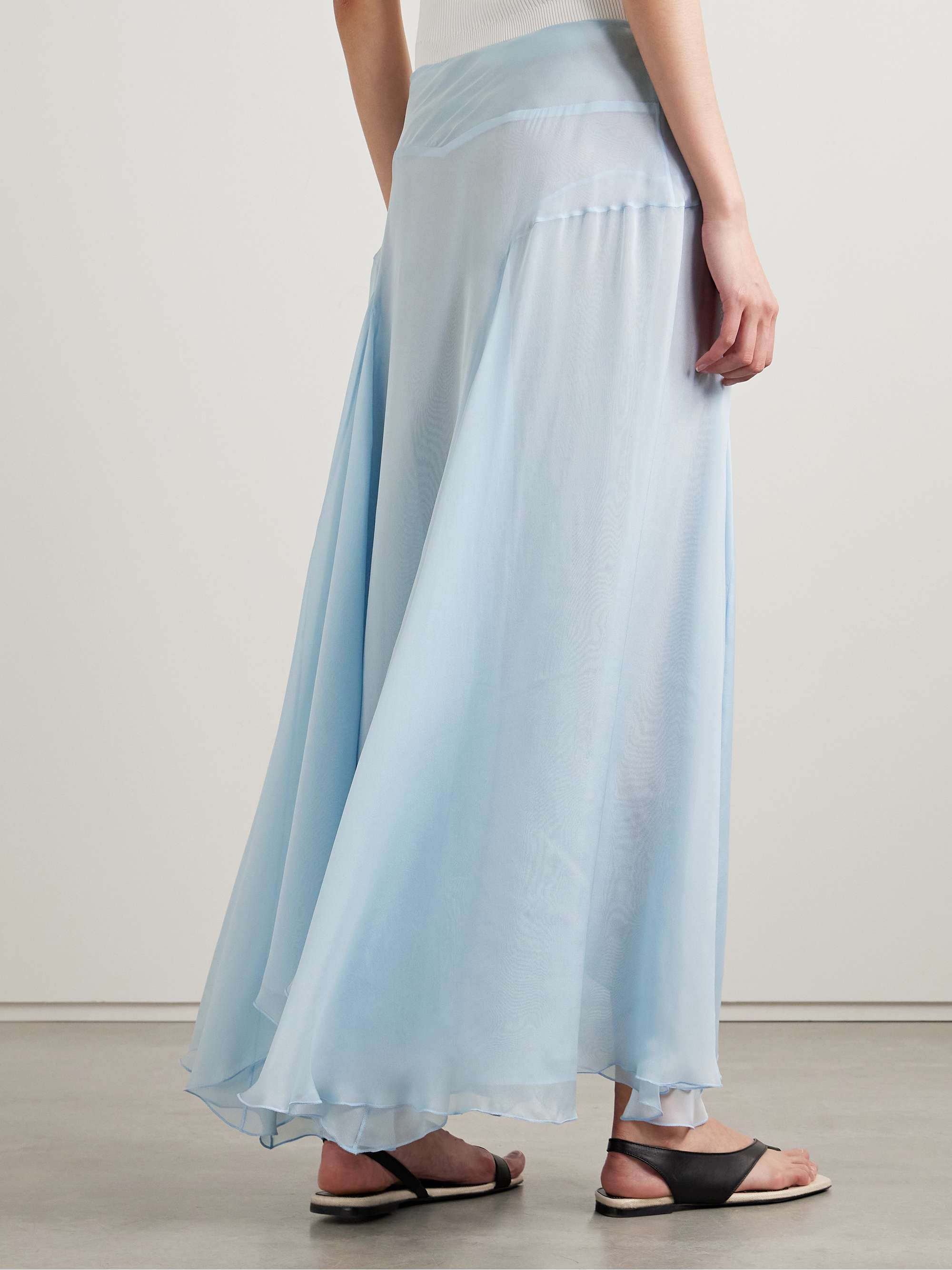 Alyse asymmetric pleated silk-chiffon maxi wrap skirt view