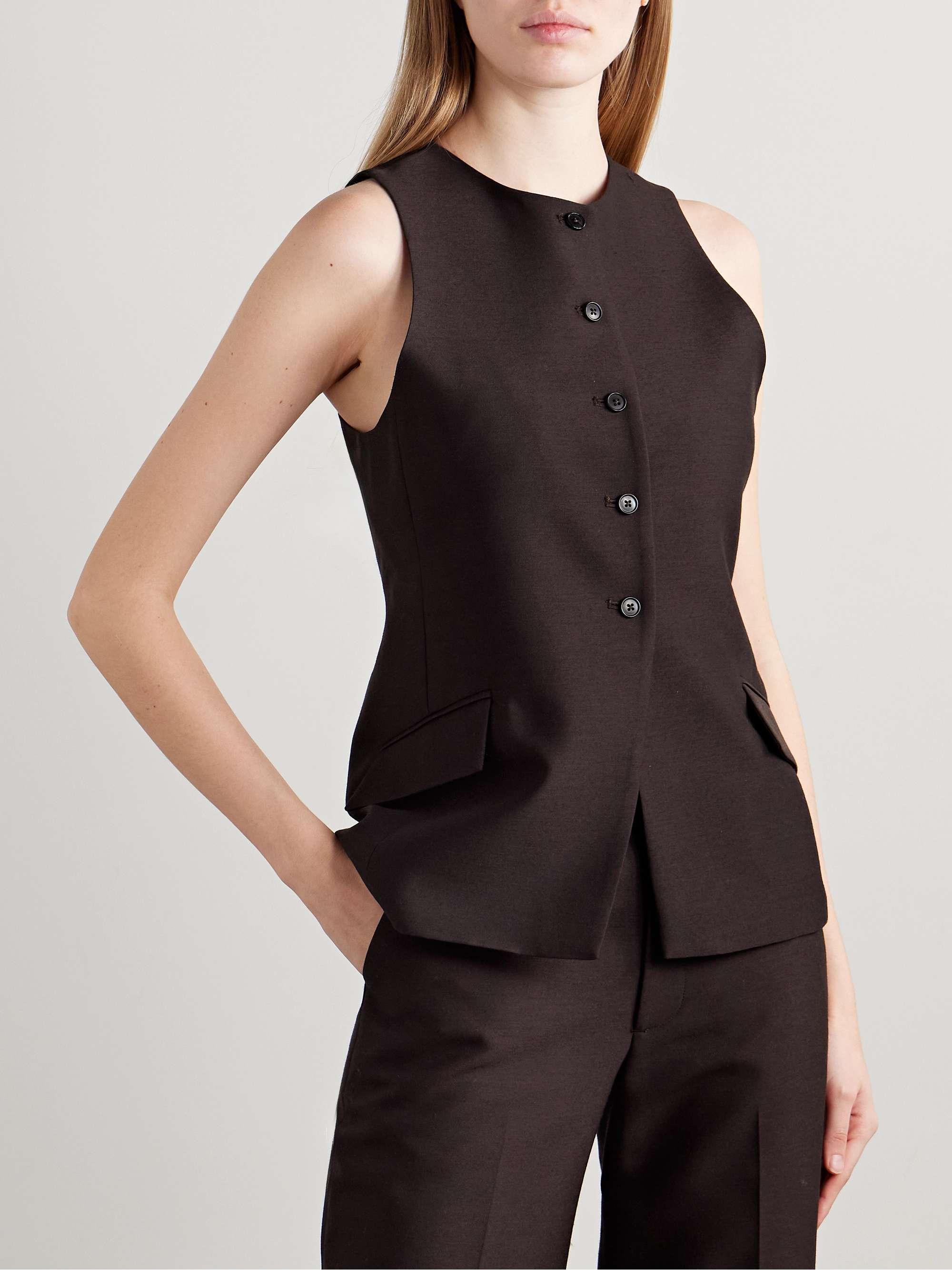 Ira wool and silk-blend twill vest view