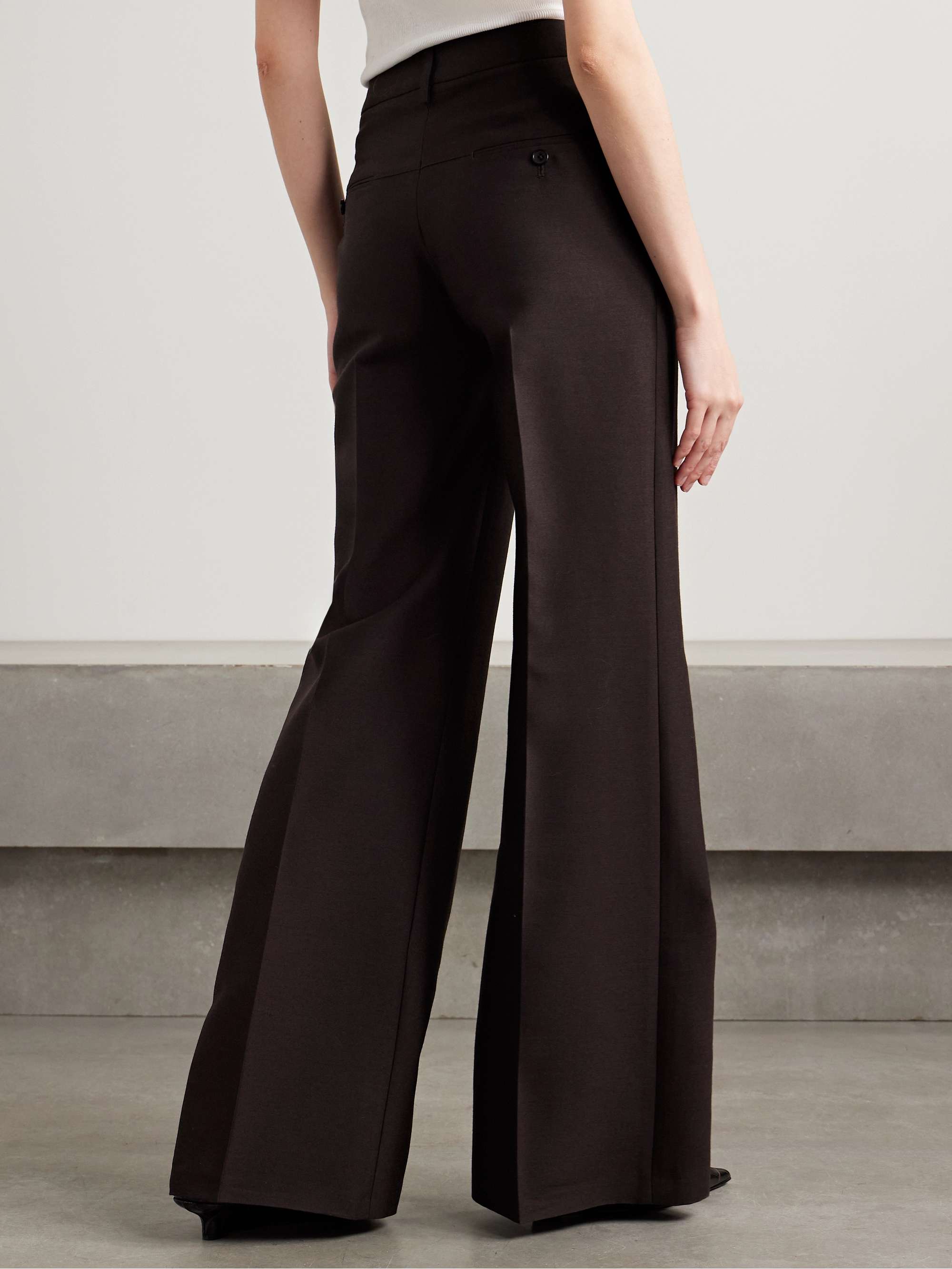 Athena wool and silk-blend twill wide-leg pants view