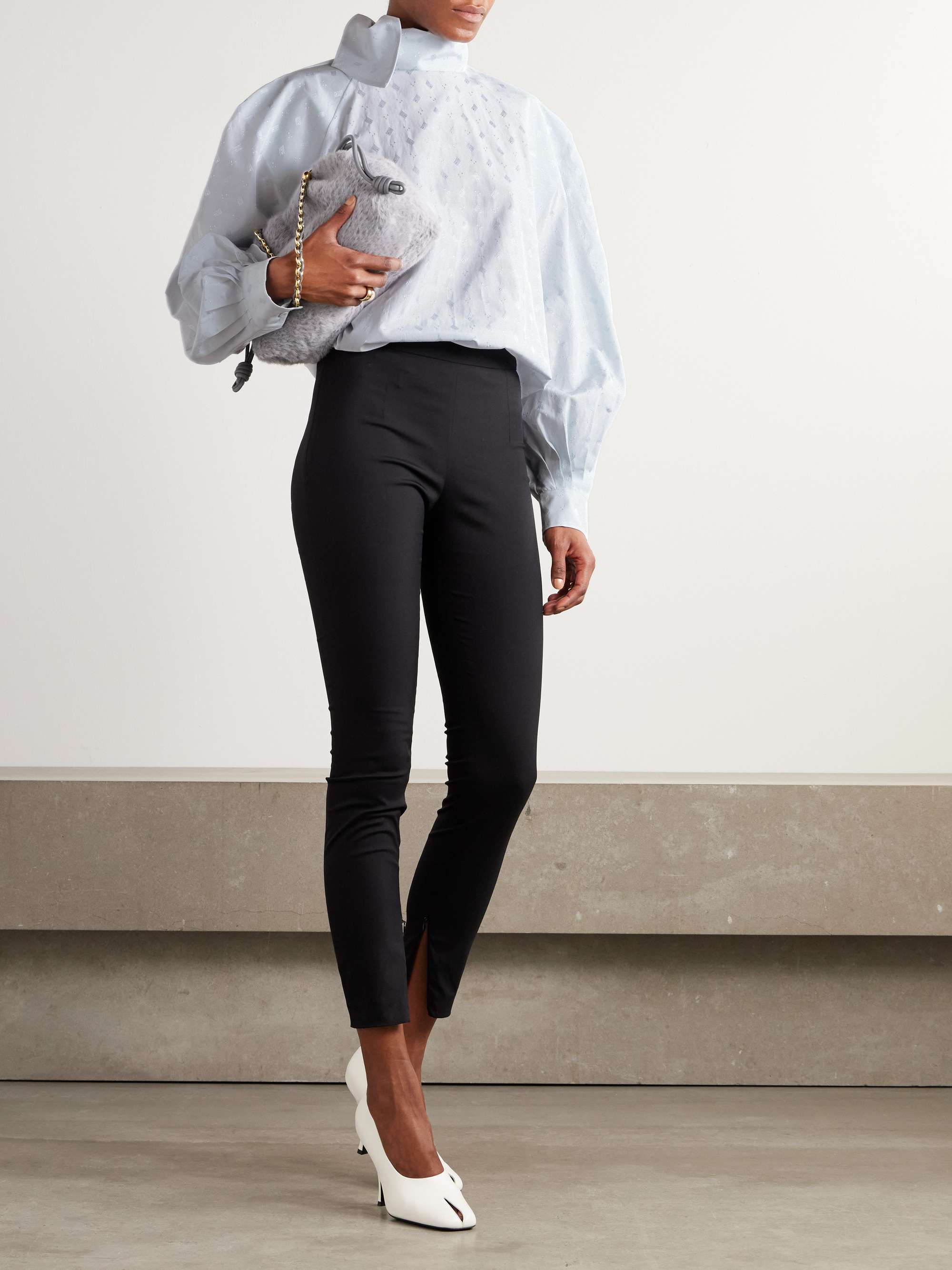 Oversized jacquard poplin blouse view