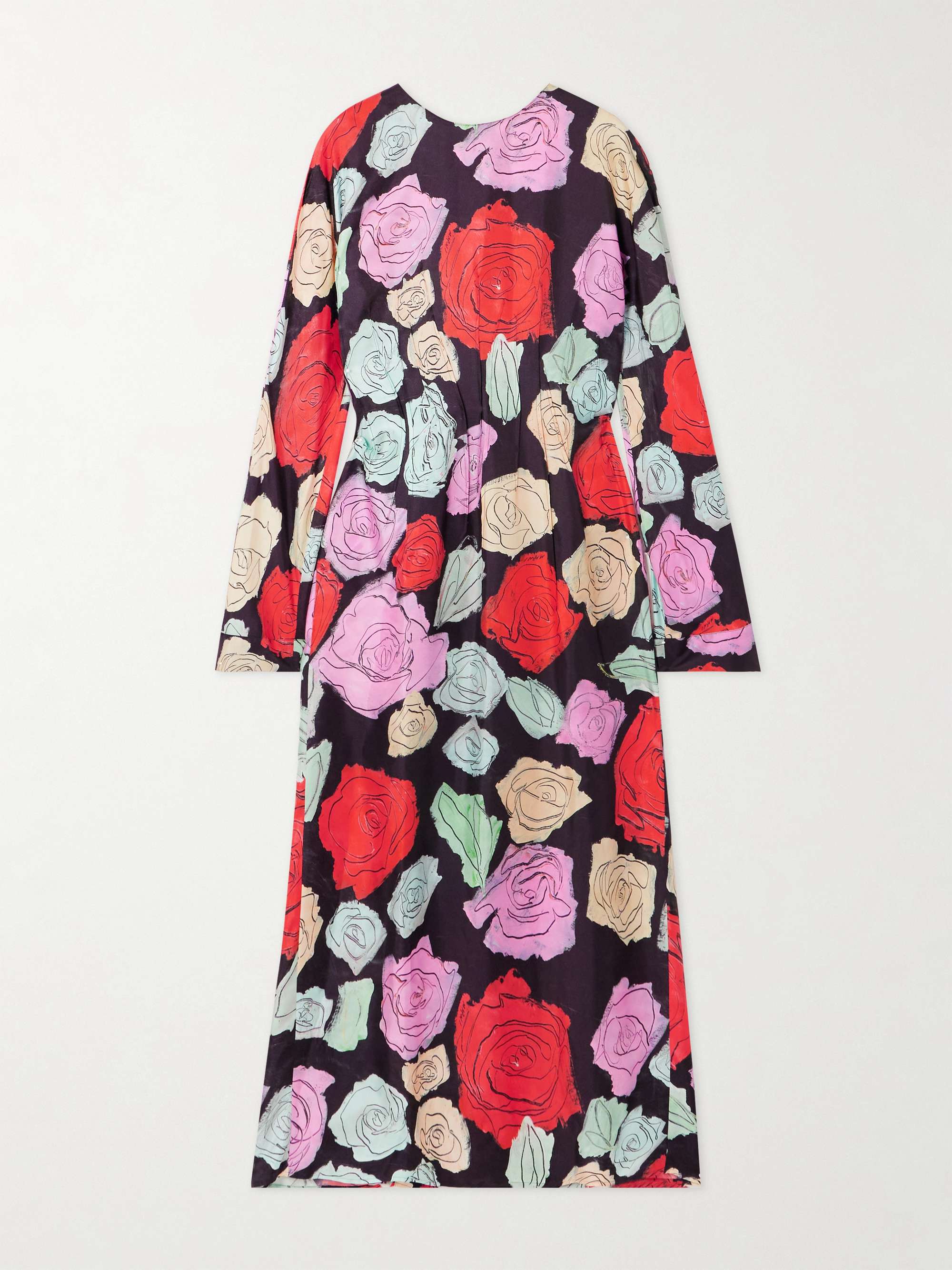 Floral-print silk-twill midi dress view