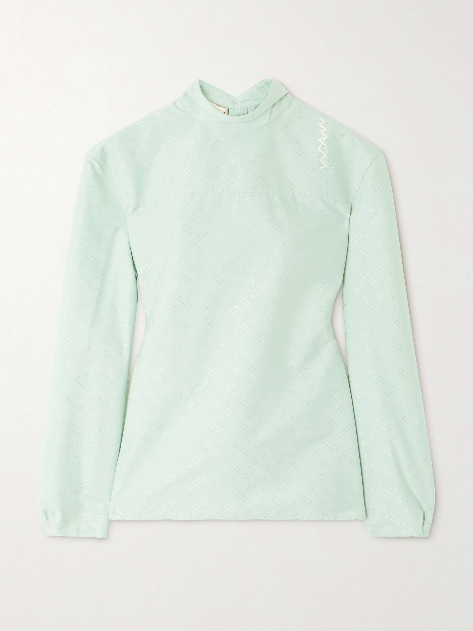 Embroidered cotton-blend jacquard blouse view