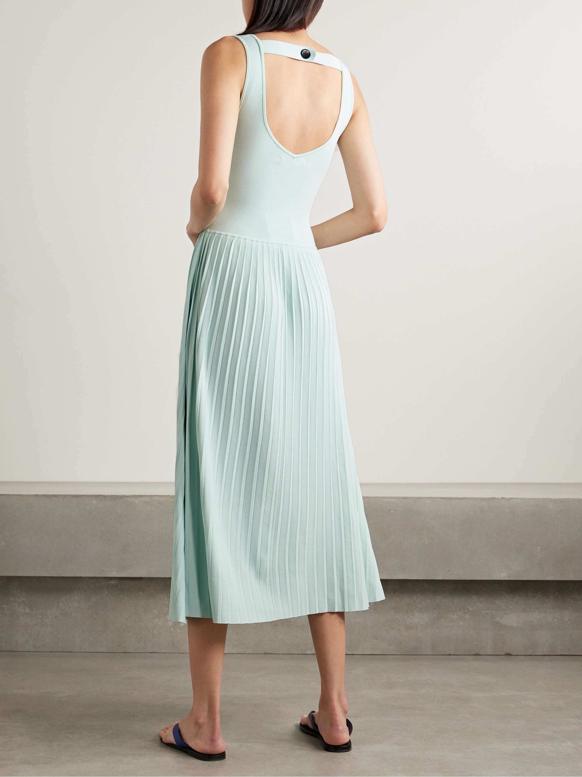 Pleated stretch-knit midi dress view