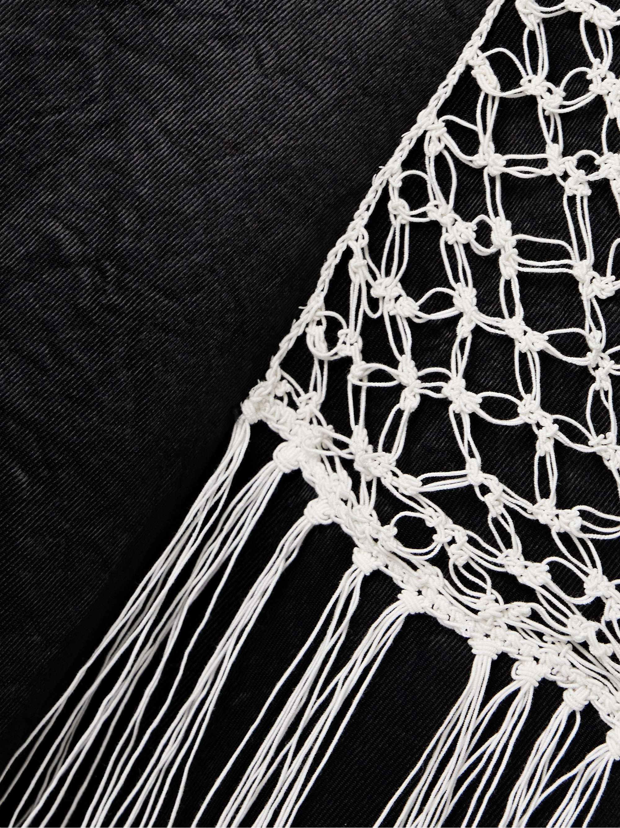 Macramé-trimmed satin-twill maxi dress view