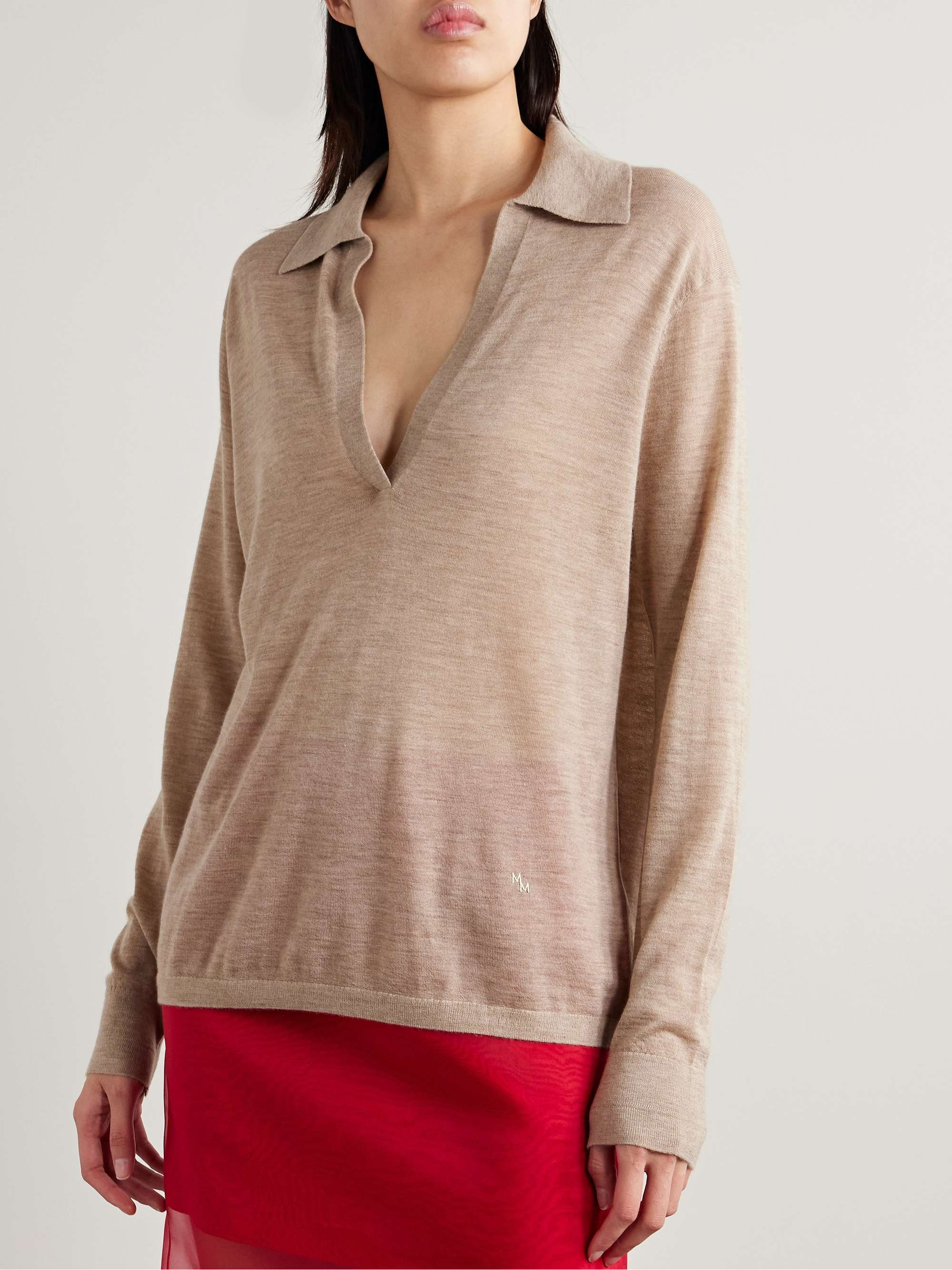 Oversized cashmere polo top view