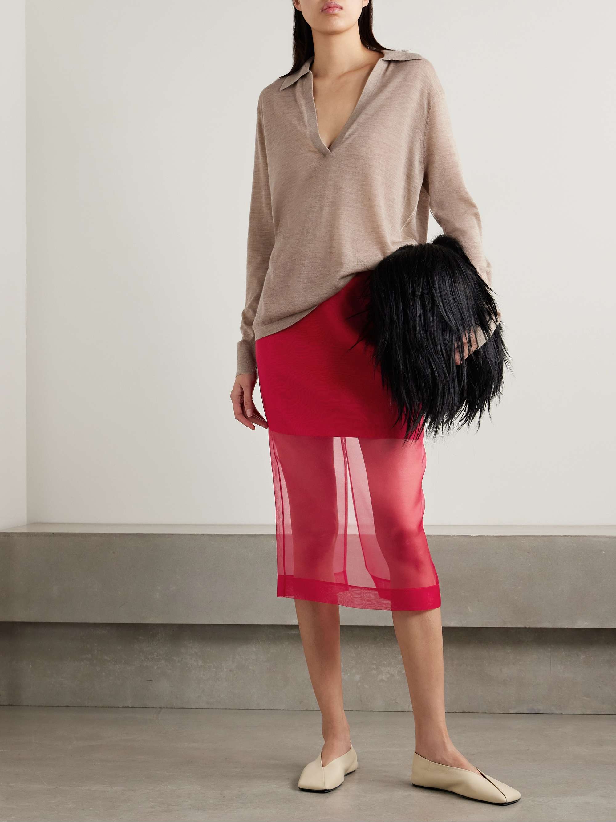 Layered silk-organza midi skirt view