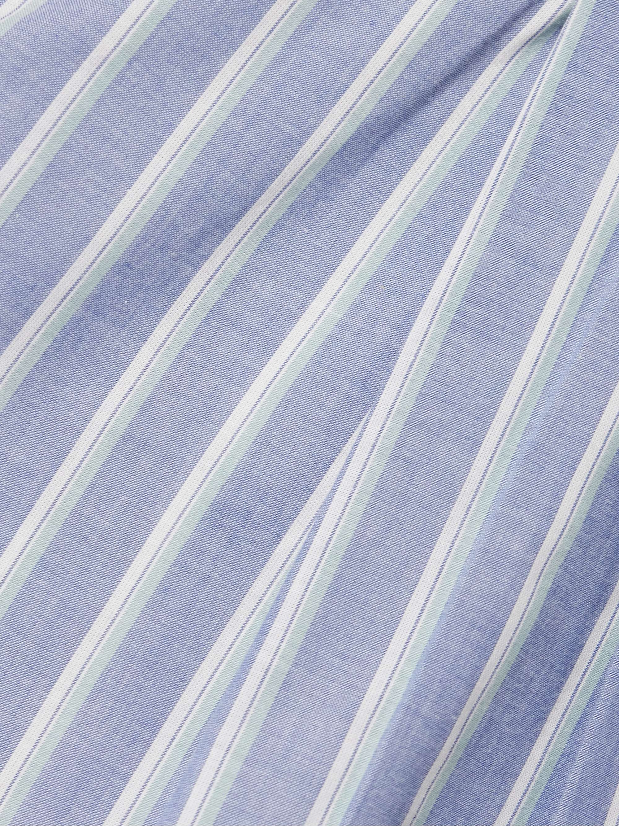 Pleated striped organic cotton shorts view
