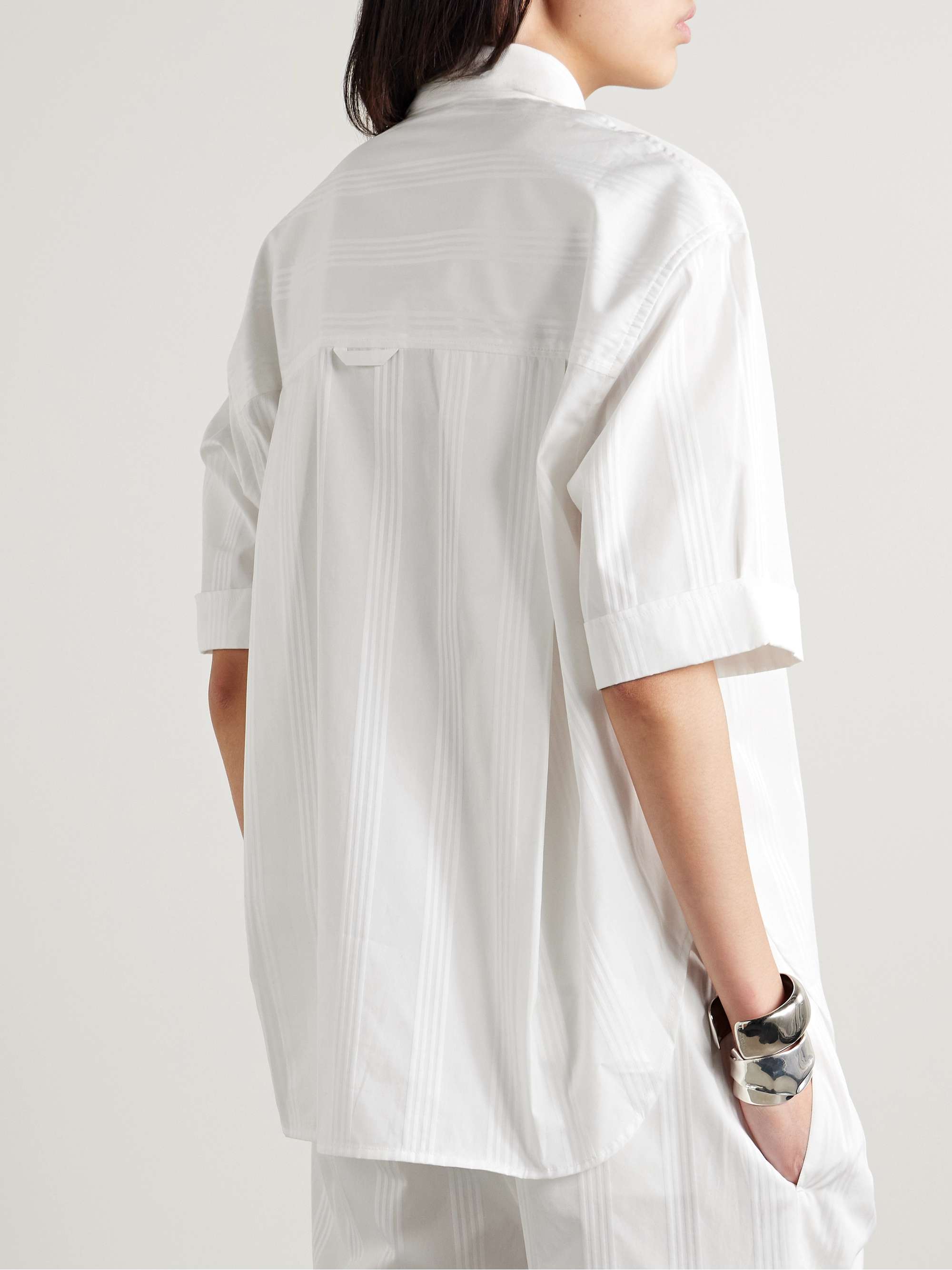 Oversized striped organic cotton-jacquard shirt view