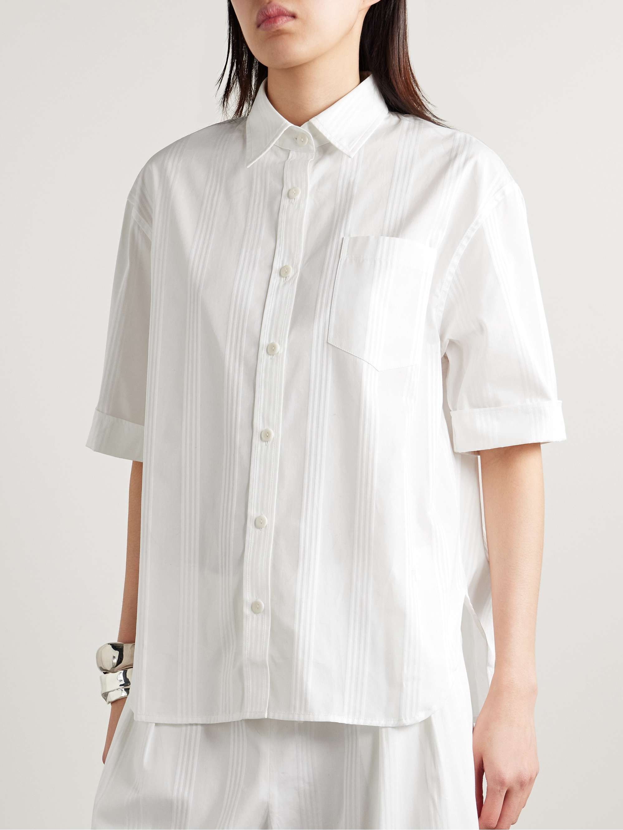 Oversized striped organic cotton-jacquard shirt view
