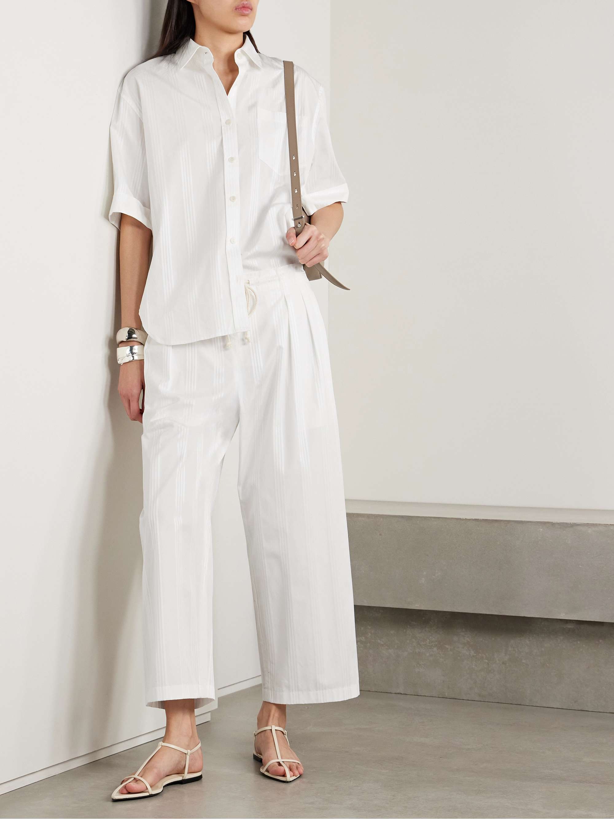 Oversized striped organic cotton-jacquard shirt view