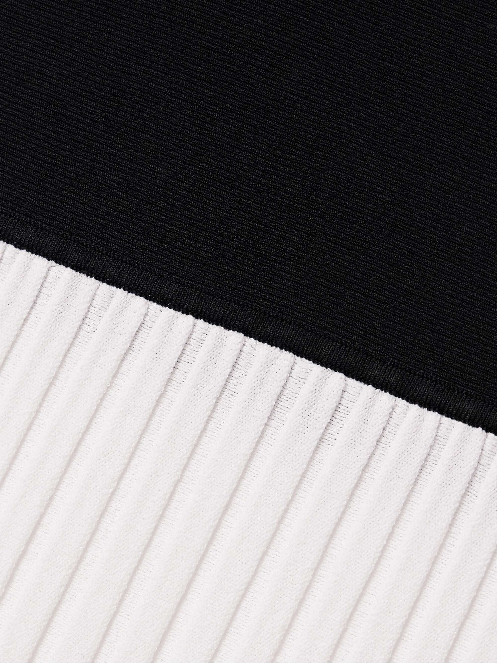 Ballet two-tone pleated stretch-knit midi dress view
