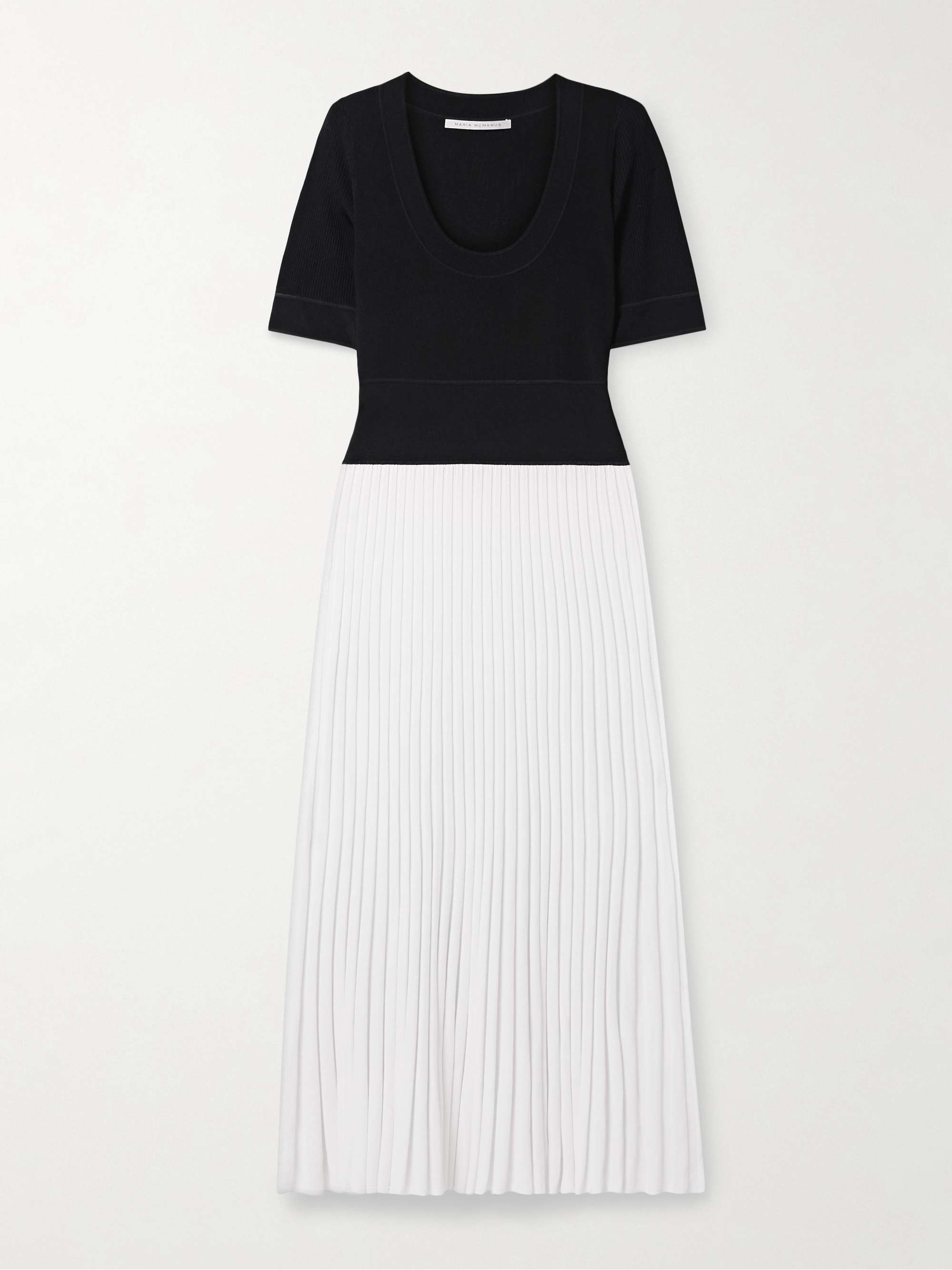 Ballet two-tone pleated stretch-knit midi dress view