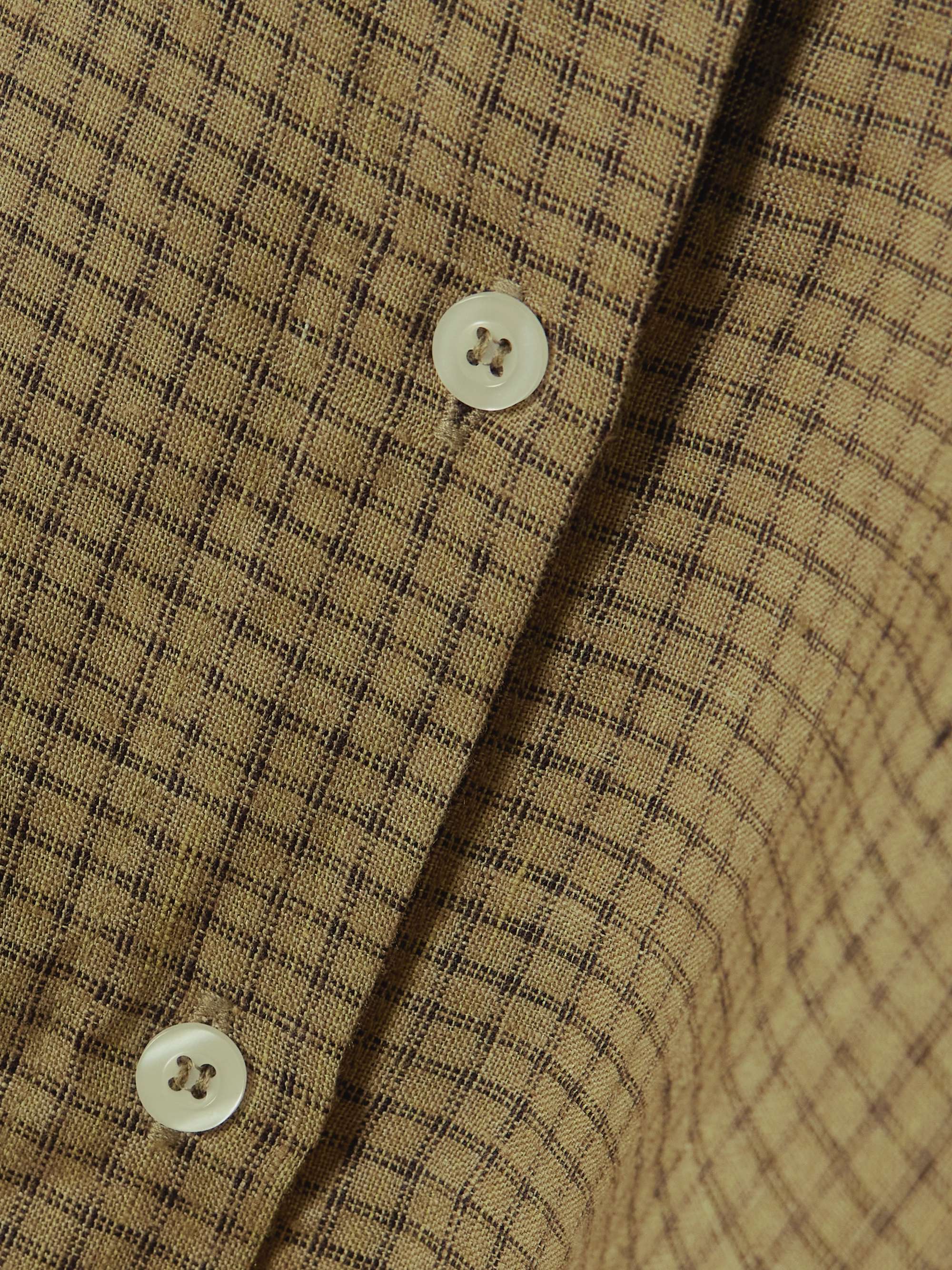 Tie-detailed checked linen pajama set view