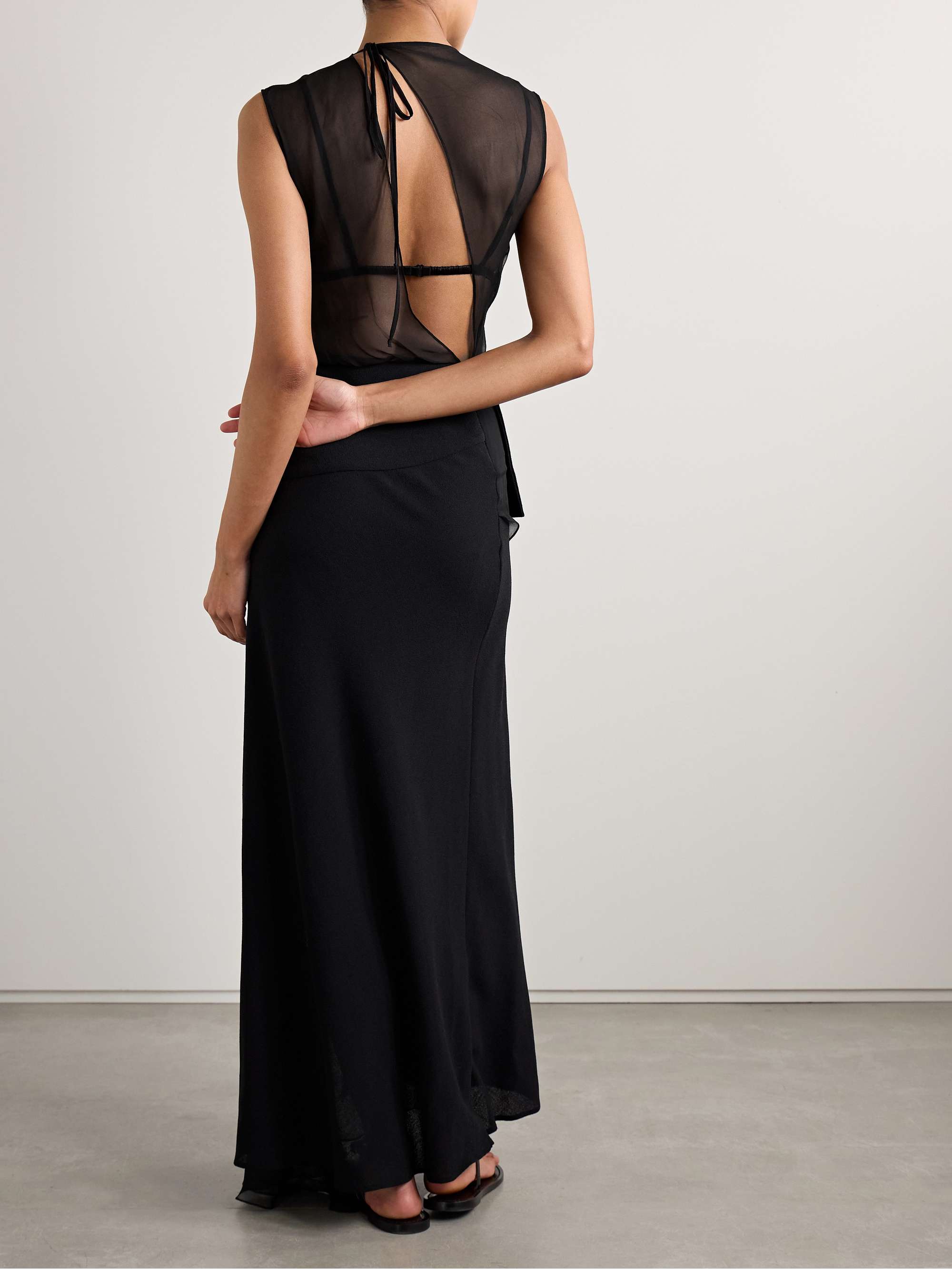 Esme layered draped silk-chiffon and wool-crepe maxi dress view