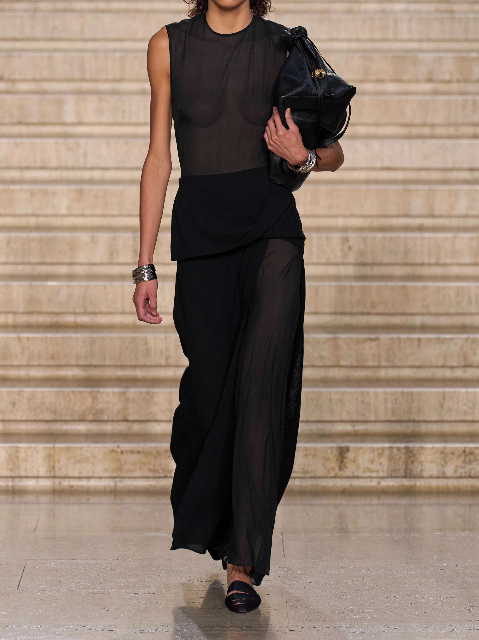 Esme layered draped silk-chiffon and wool-crepe maxi dress view
