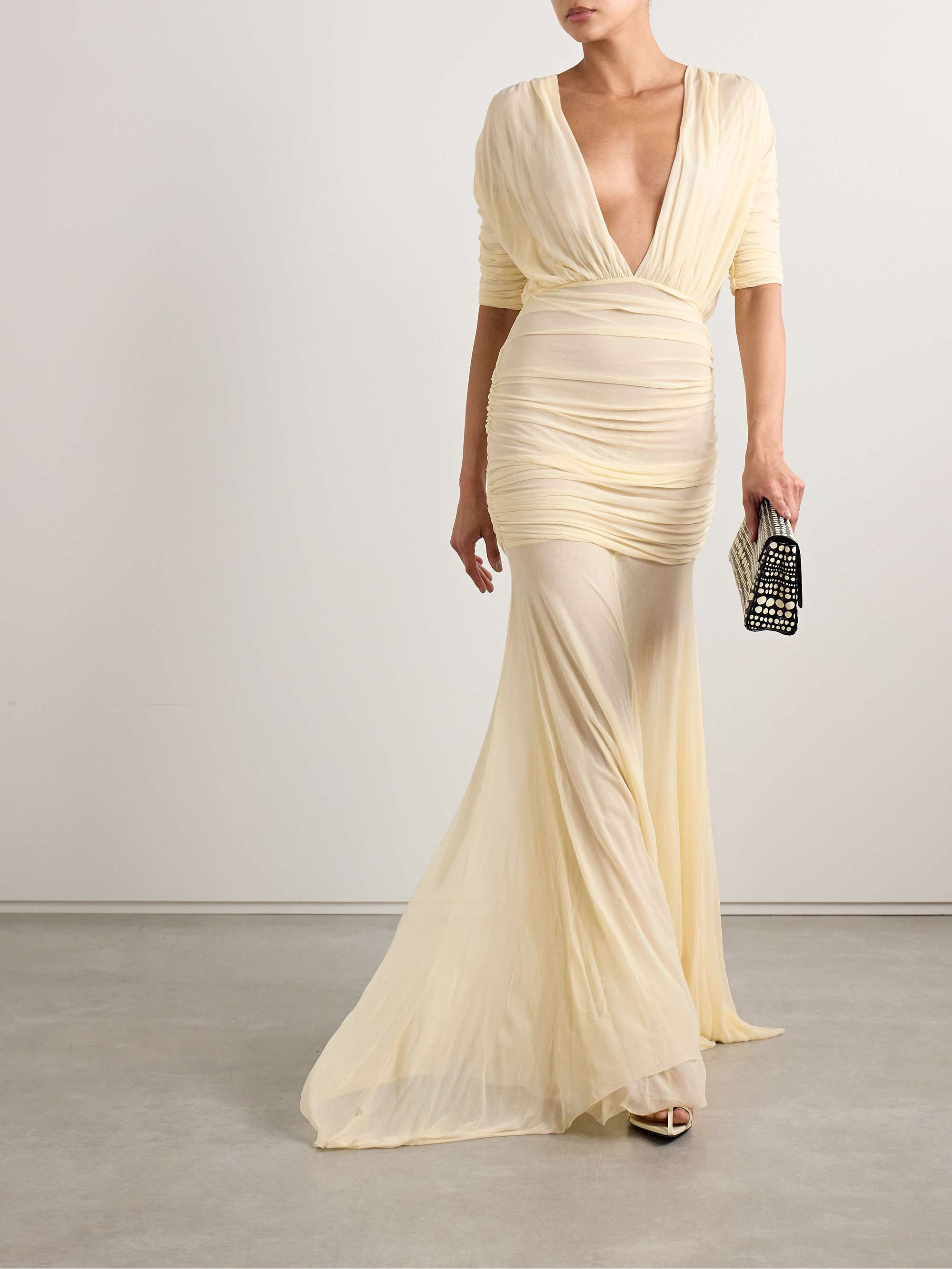 Devi draped gathered jersey maxi dress view
