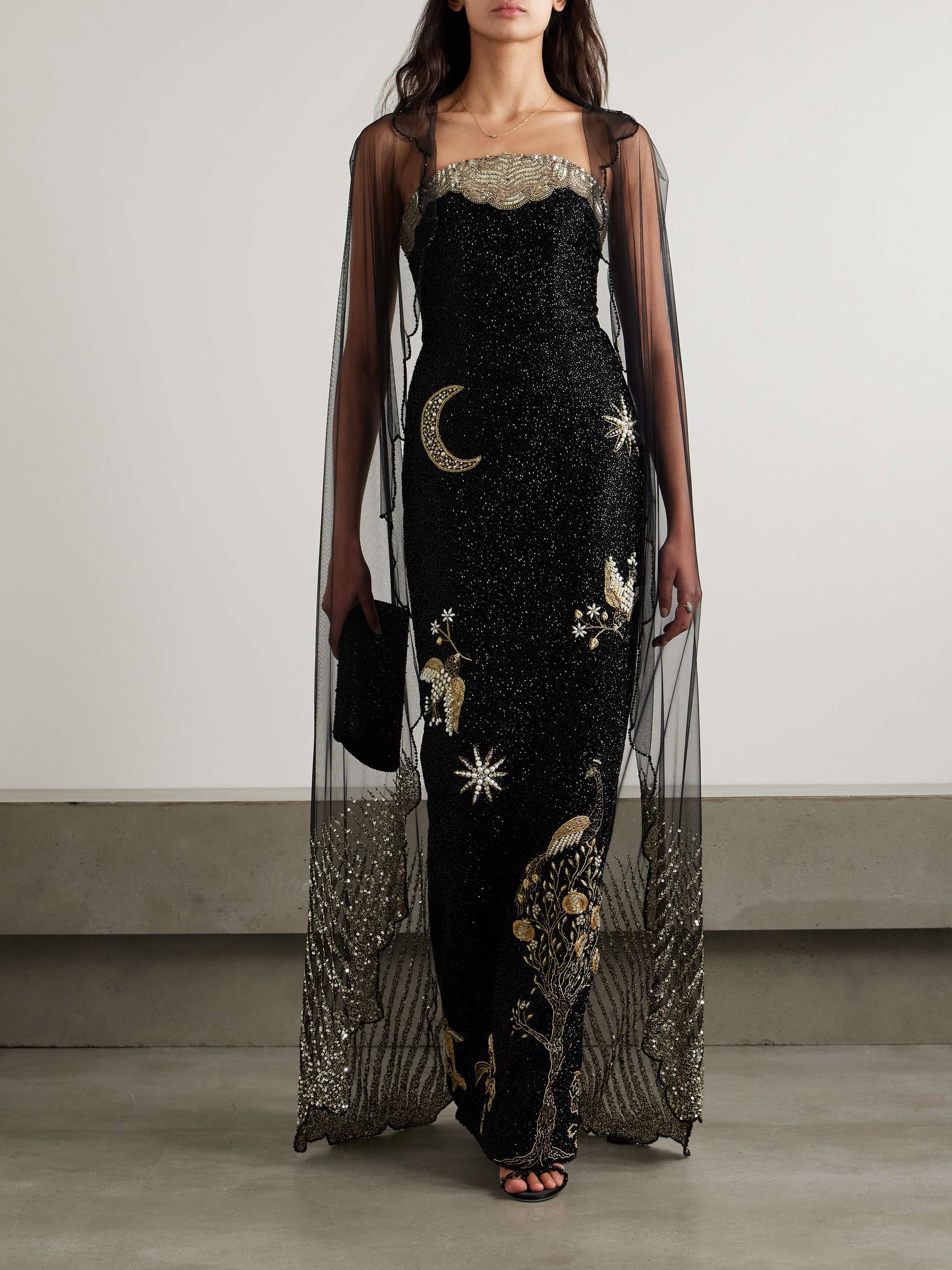 Moonray scalloped embellished tulle cape view
