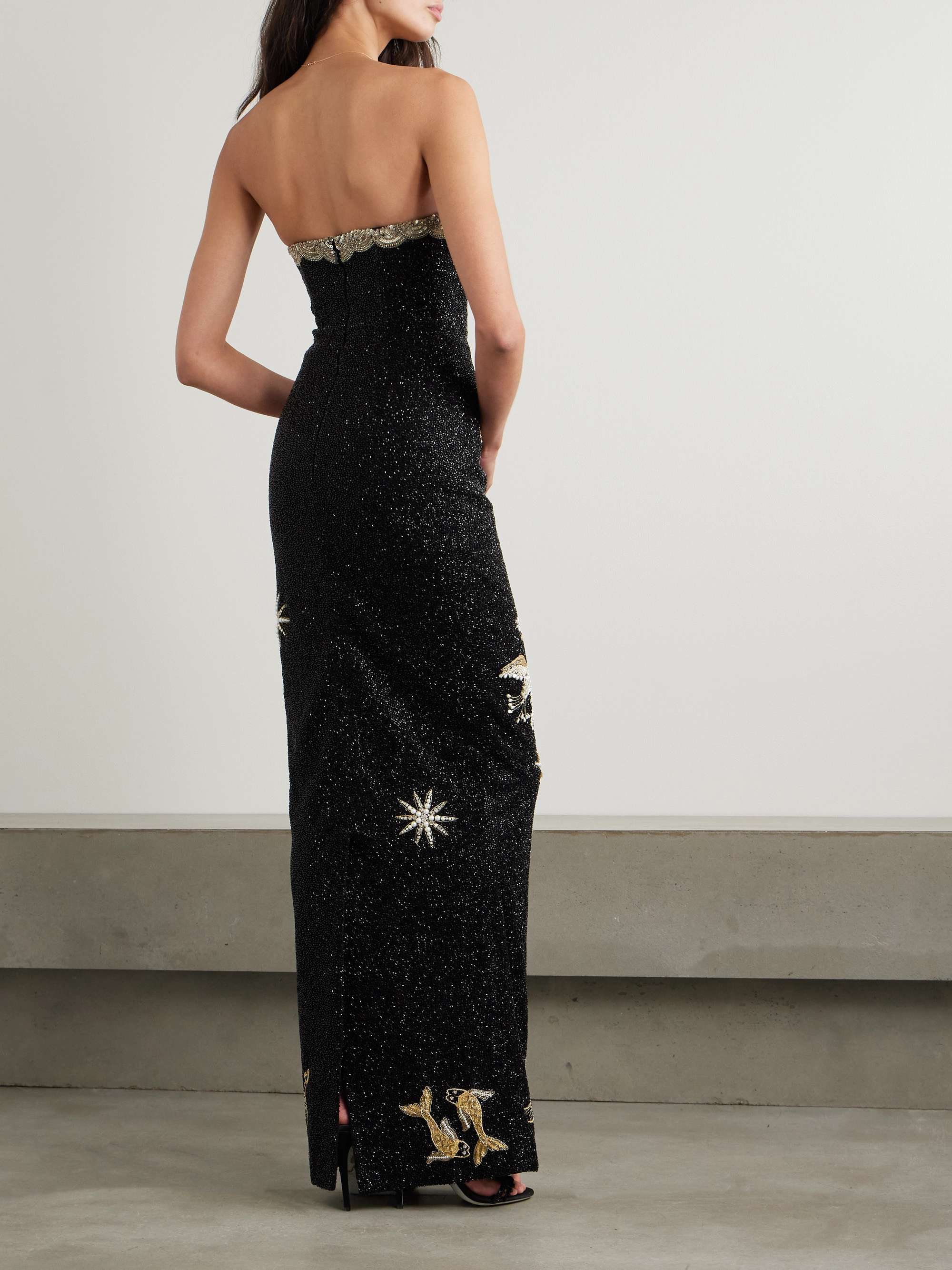 Seraphina strapless embroidered beaded stretch-satin gown view