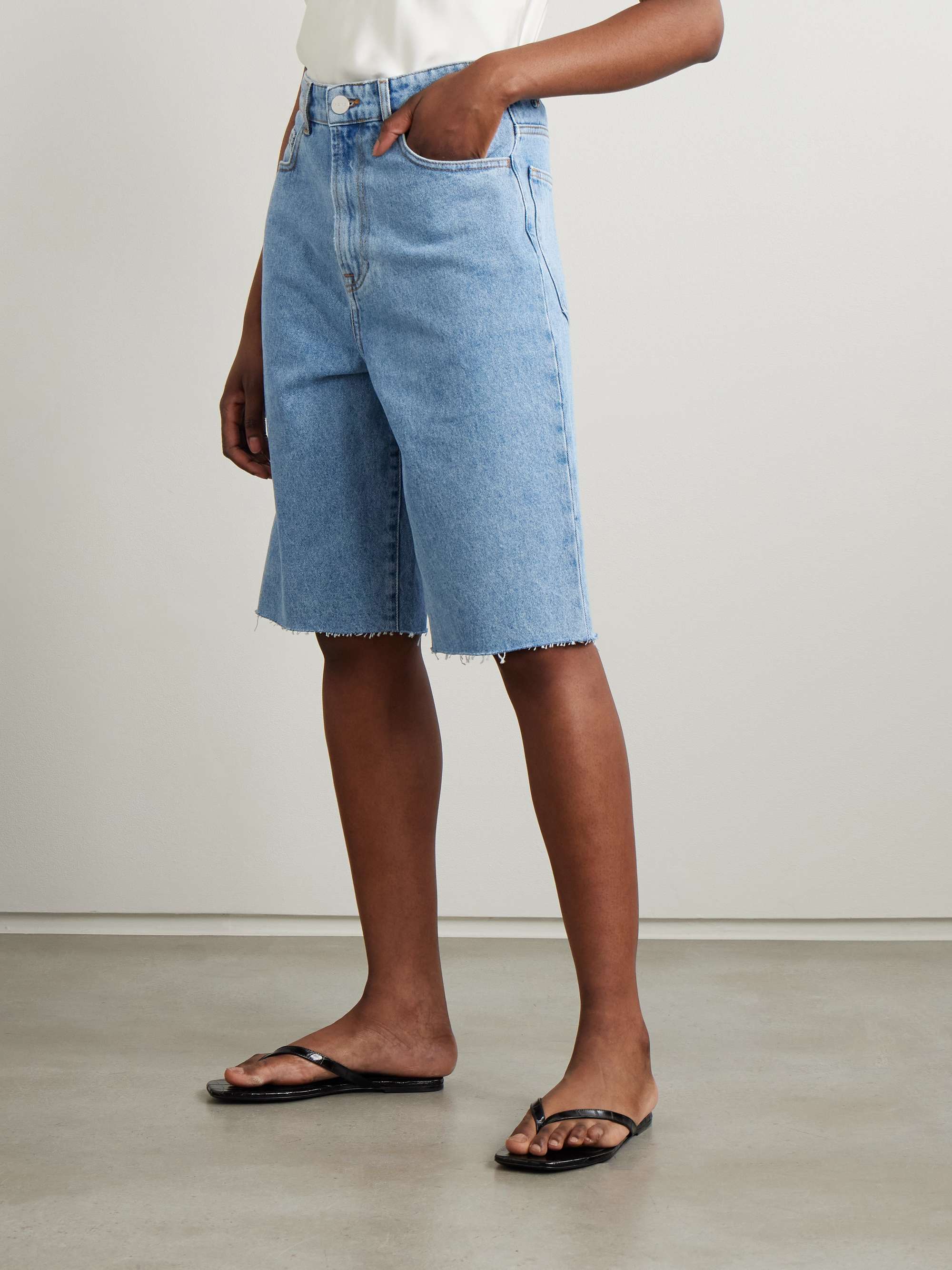 Frayed denim shorts view
