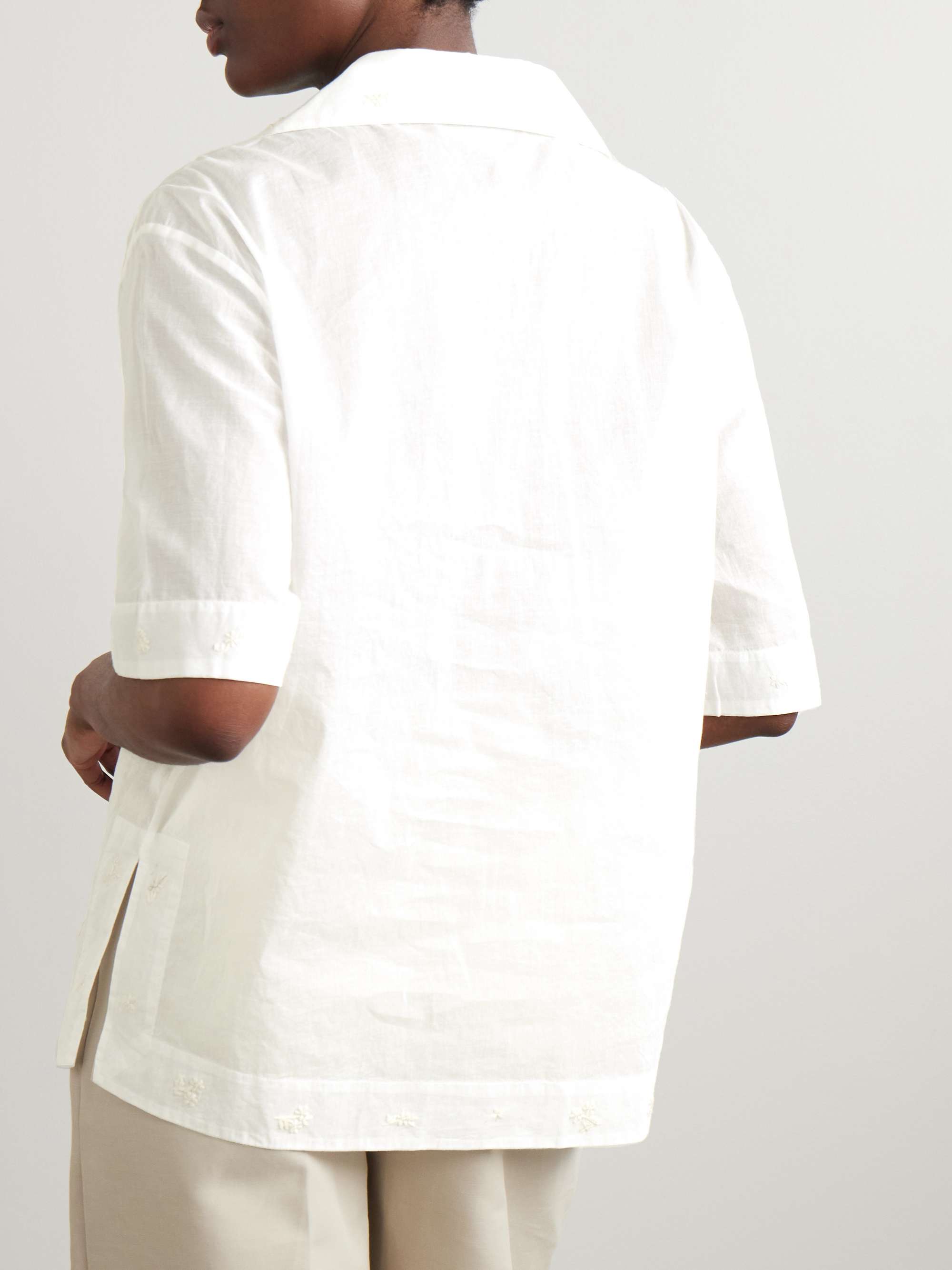 Embroidered silk-organza shirt view