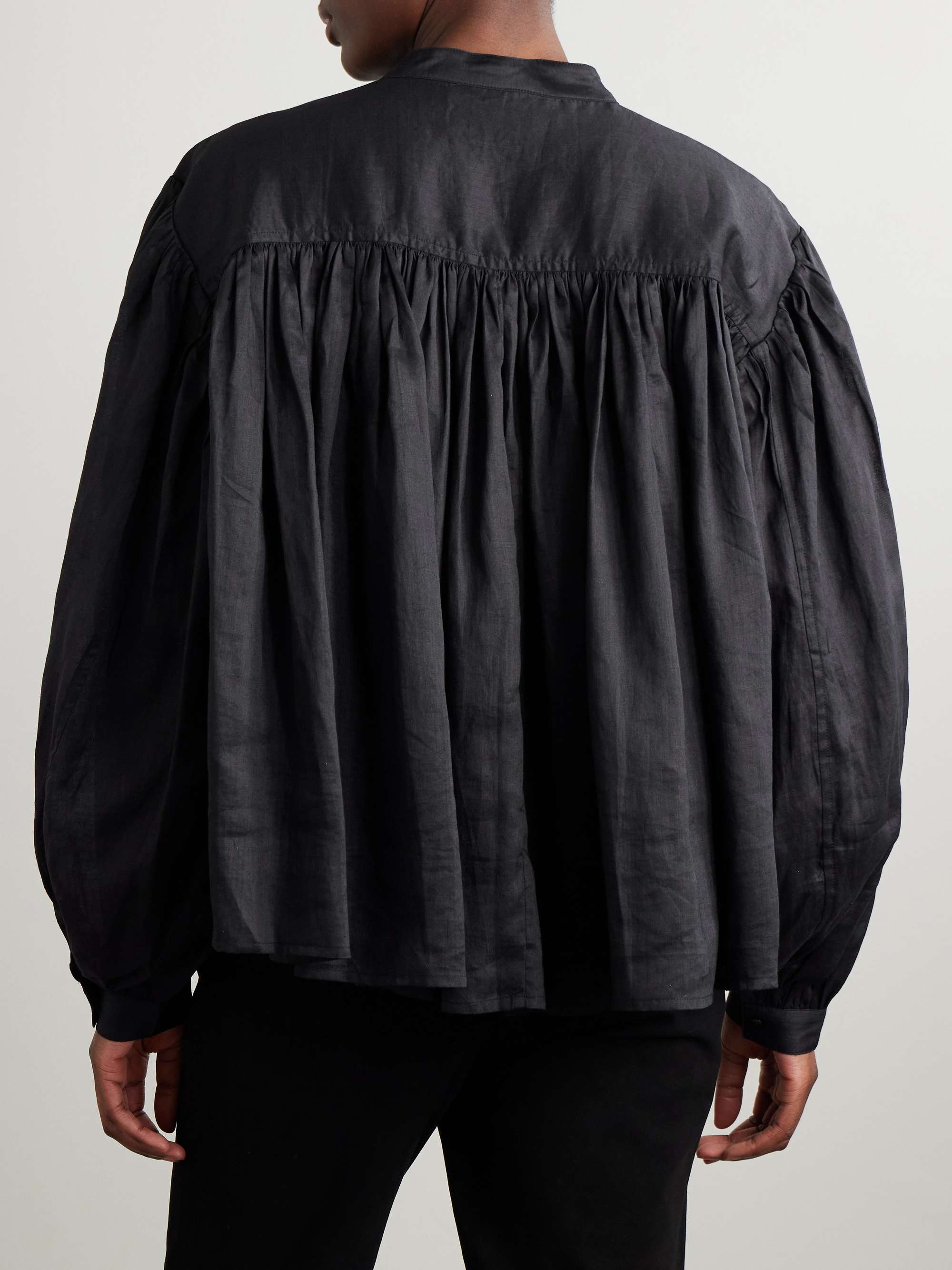 Gathered ramie-voile blouse view