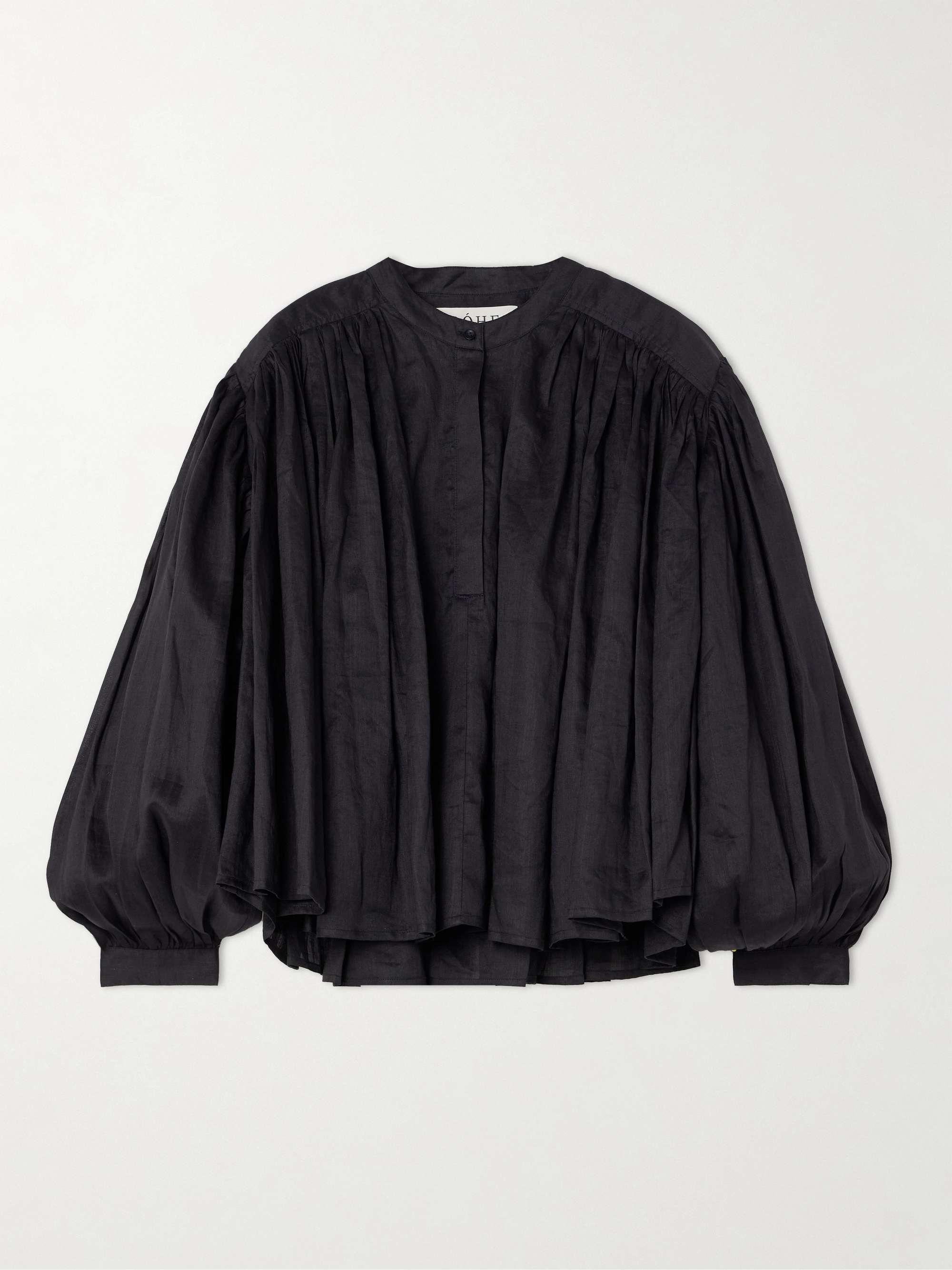 Gathered ramie-voile blouse view