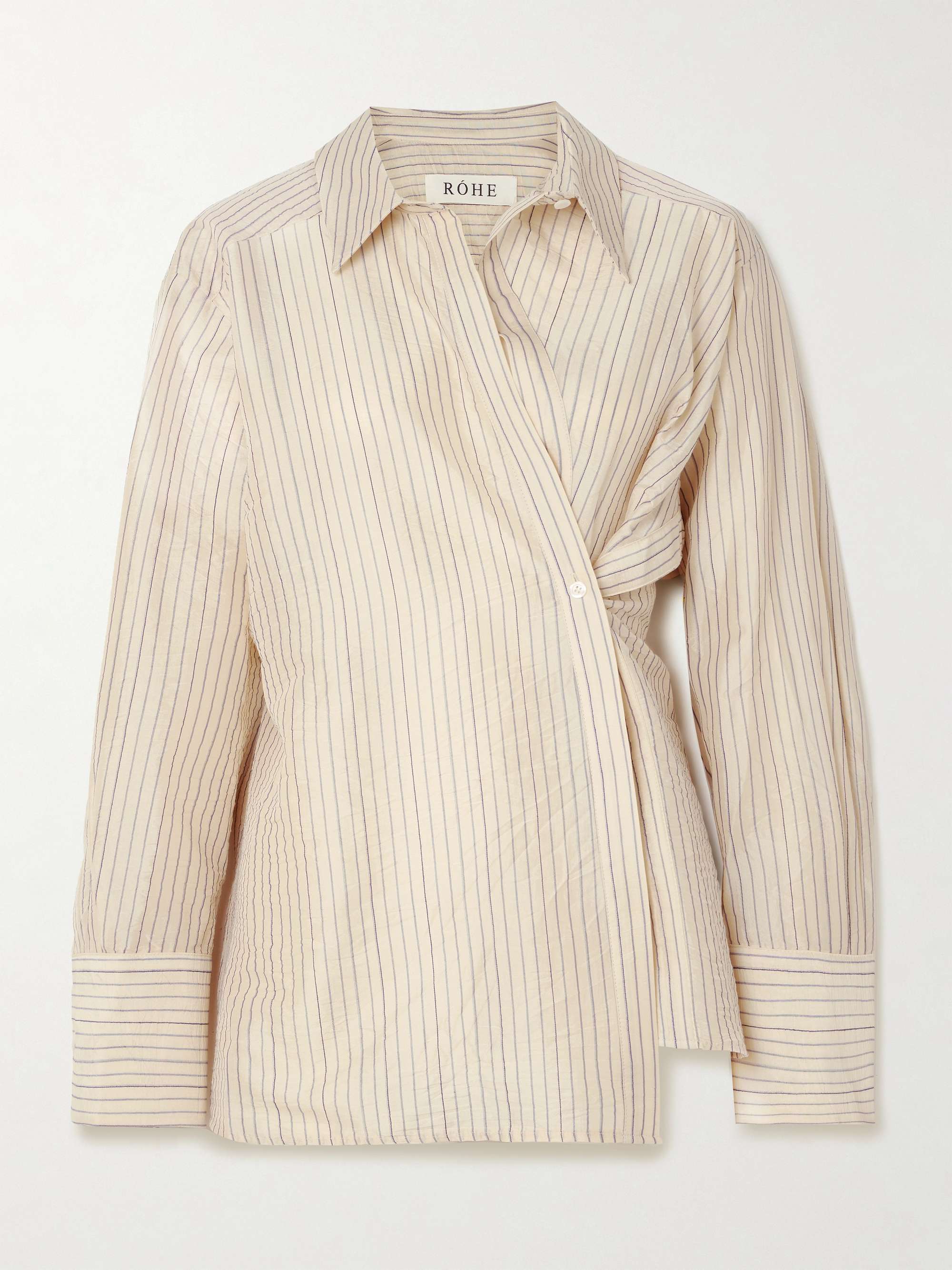 Asymmetric twisted striped voile shirt view