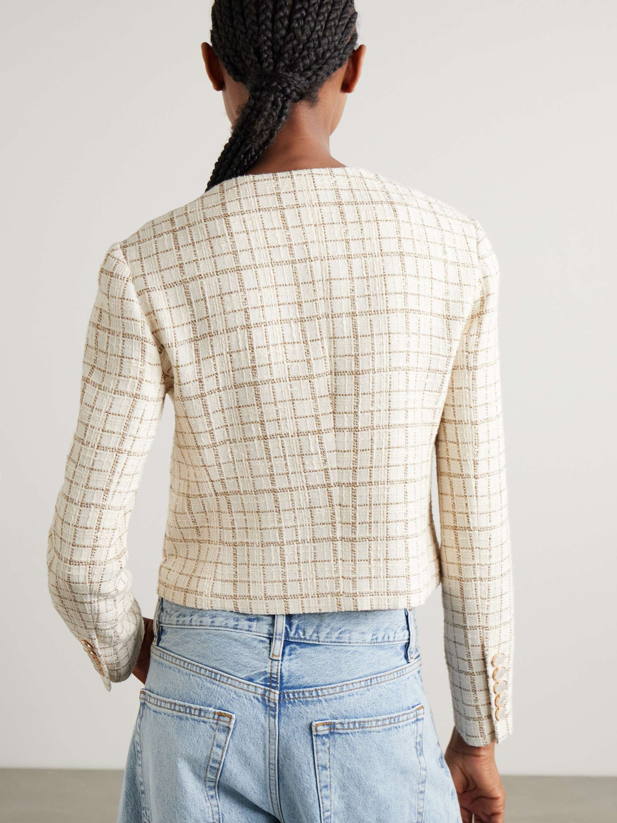 Andrea metallic cotton-blend tweed jacket view