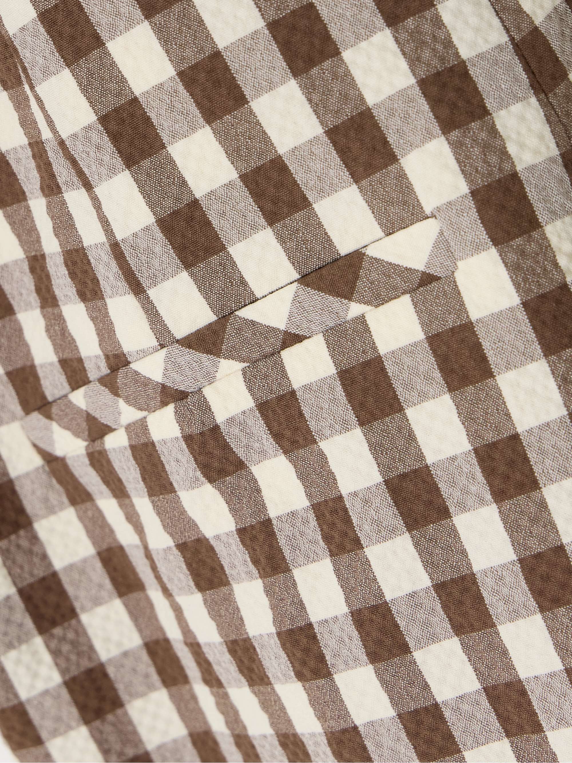Haina pleated gingham cotton-blend seersucker shorts view