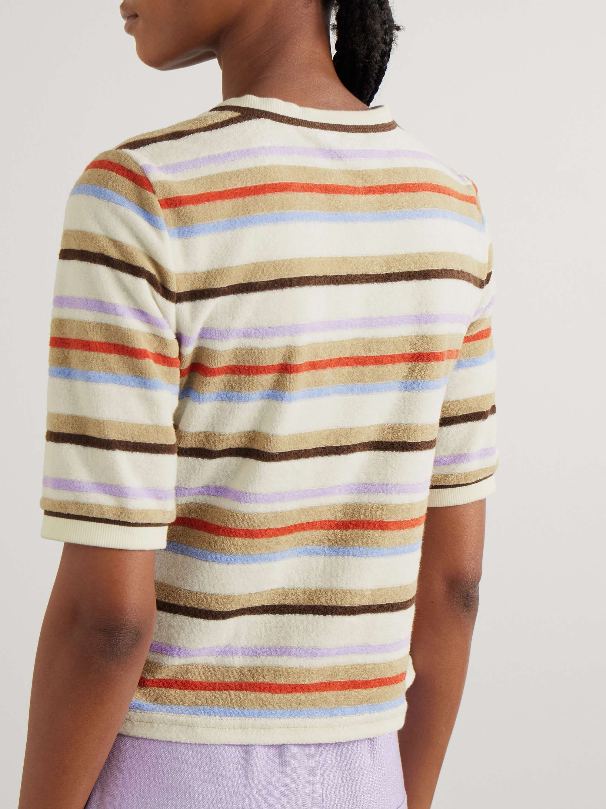Brendan striped cotton-blend terry cardigan view