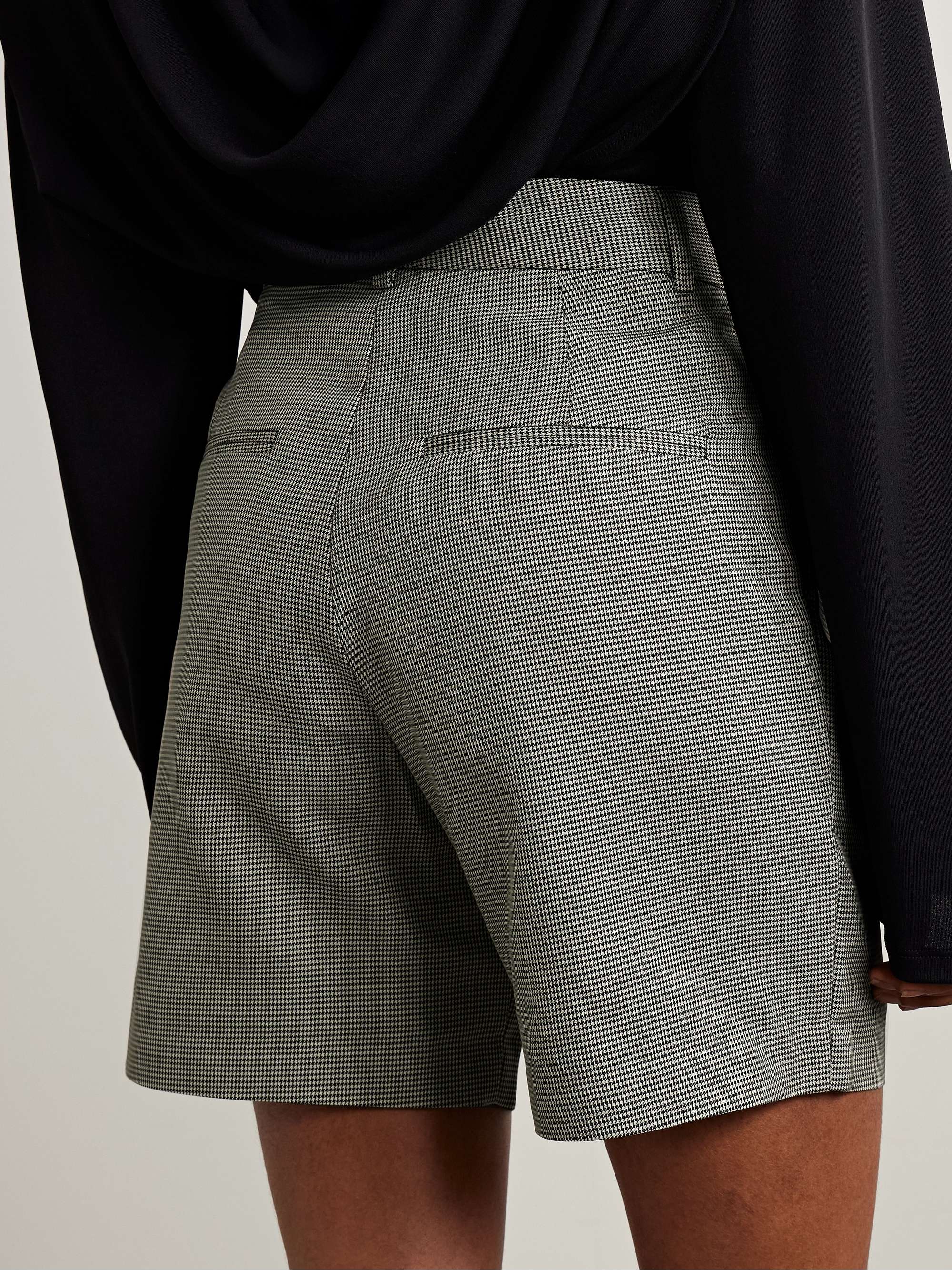 Carrie pleated houndstooth wool-blend shorts view