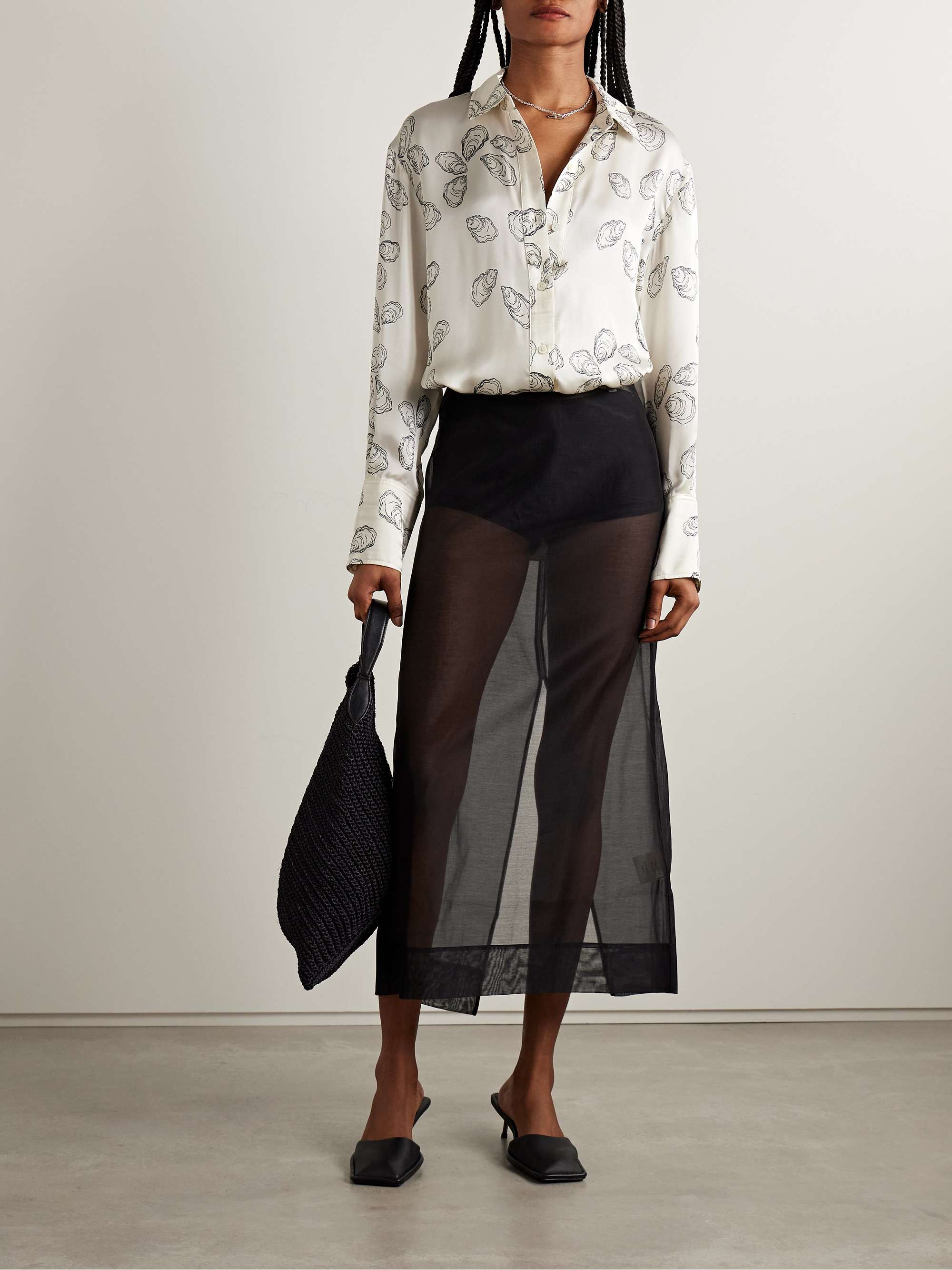 Avalon printed silk-blend shirt view