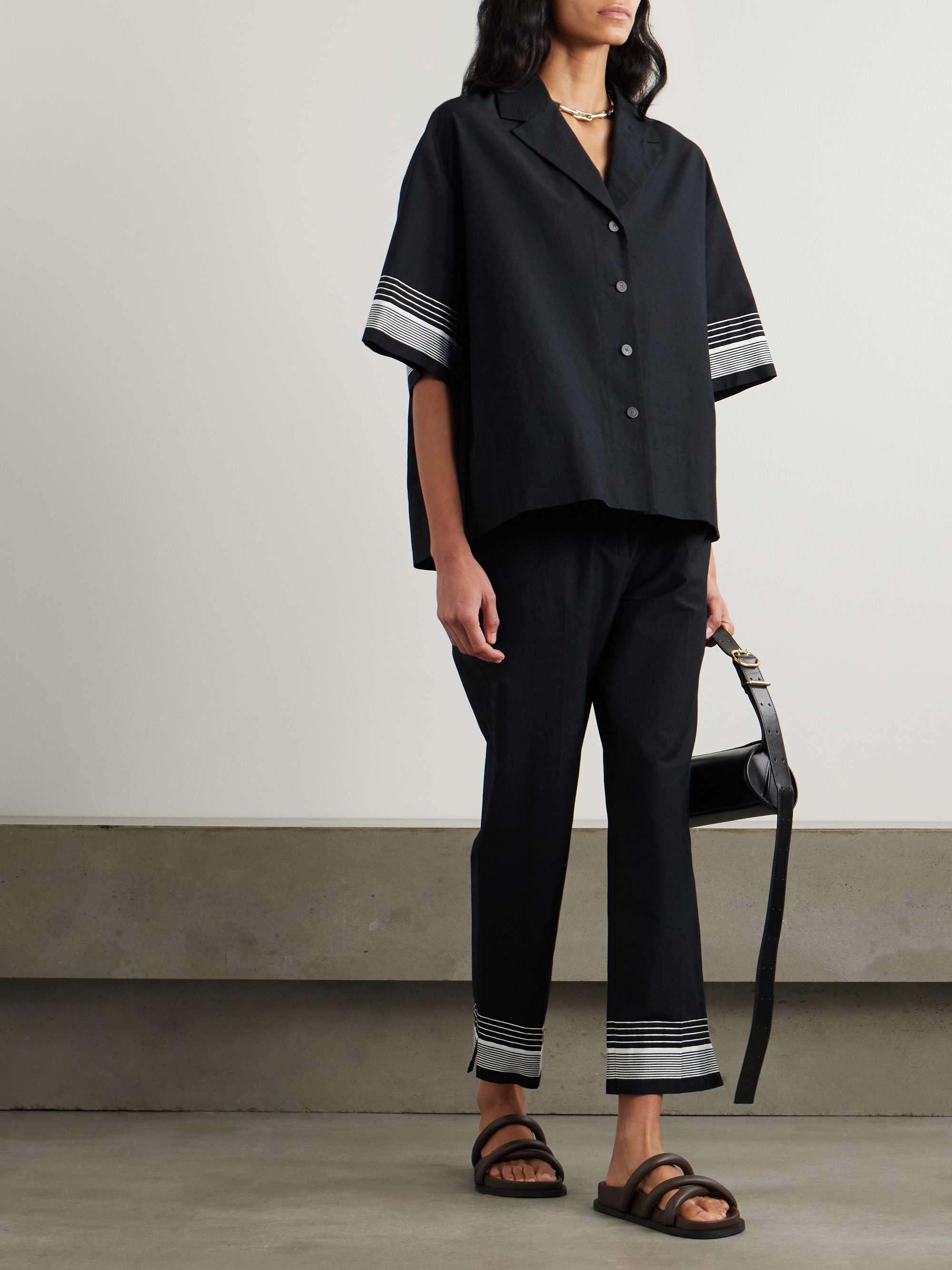 Leopold embroidered cotton-blend blouse view