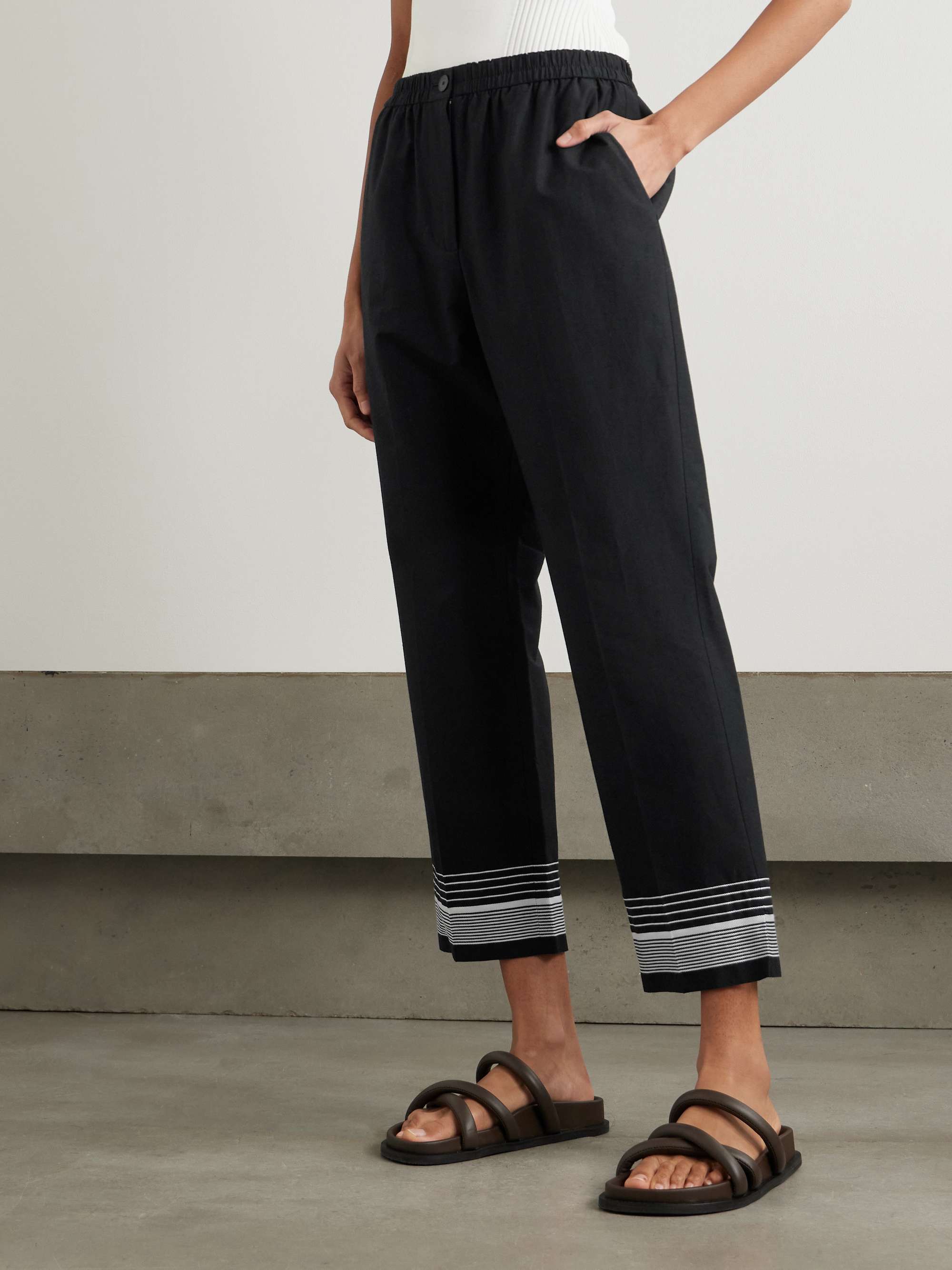 Tottenham cropped embroidered cotton-blend straight-leg pants view