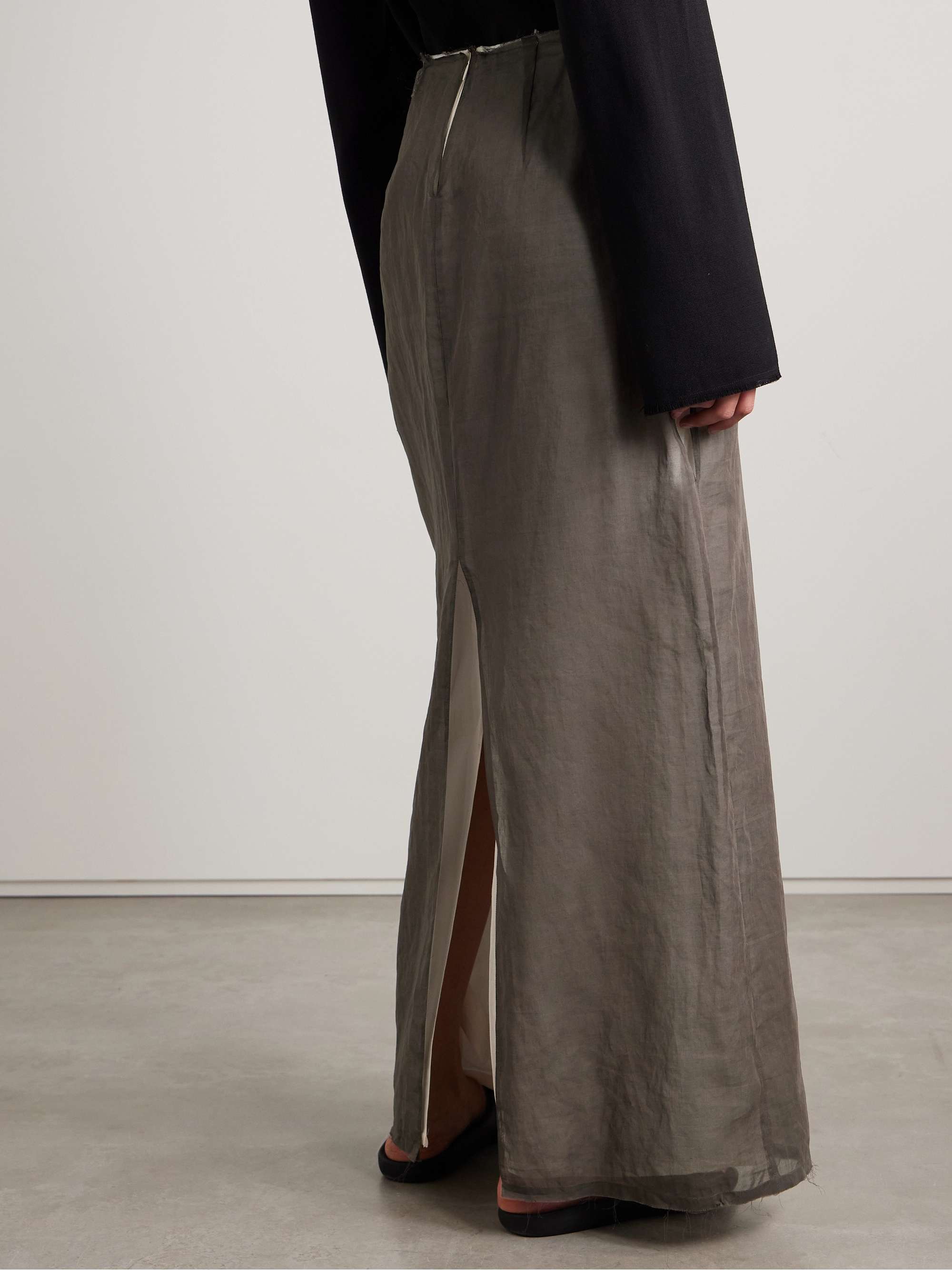 Zaira layered frayed cotton-voile midi skirt view