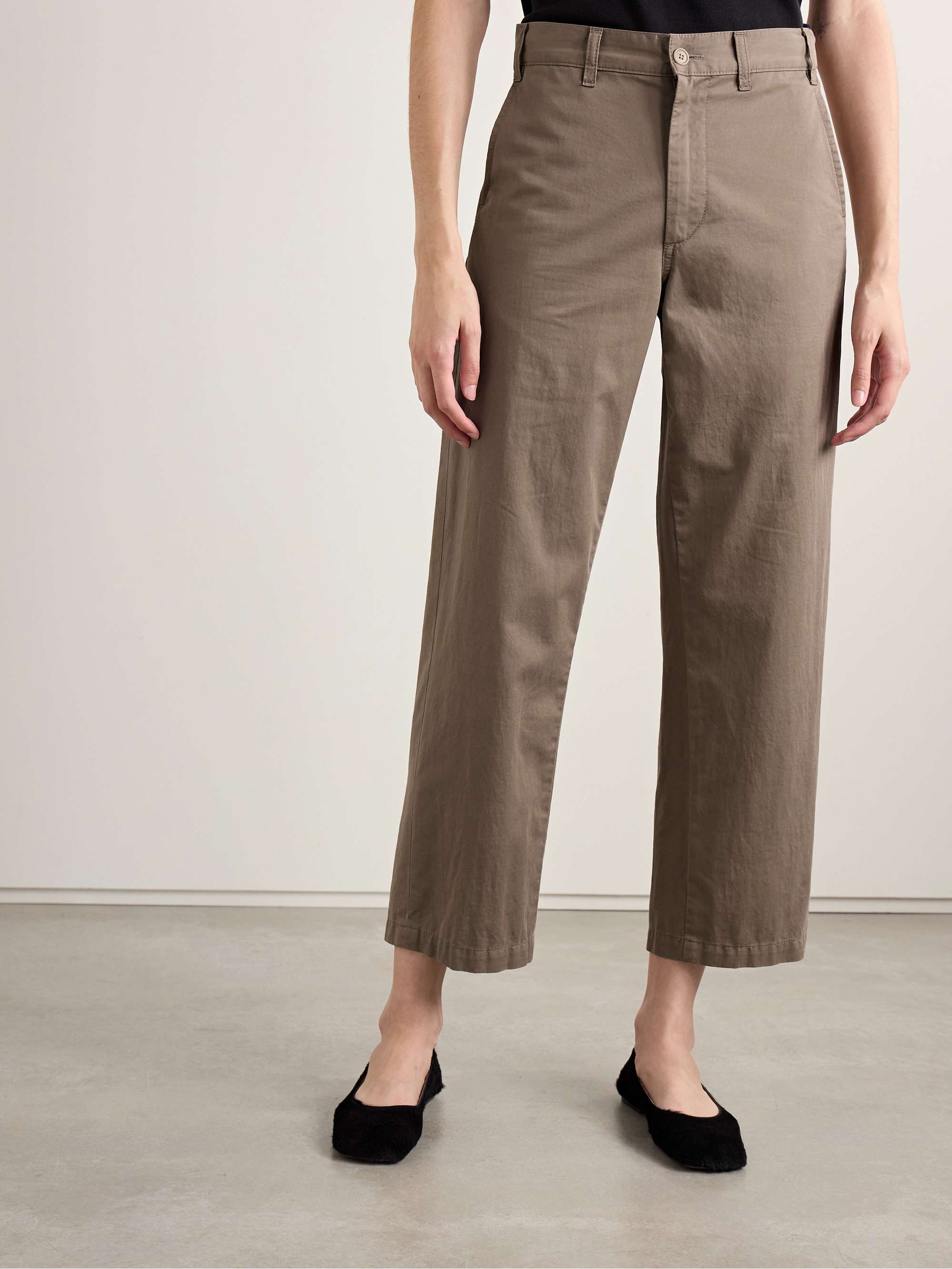 Zalenka cropped cotton and cashmere-blend twill straight-leg pants view