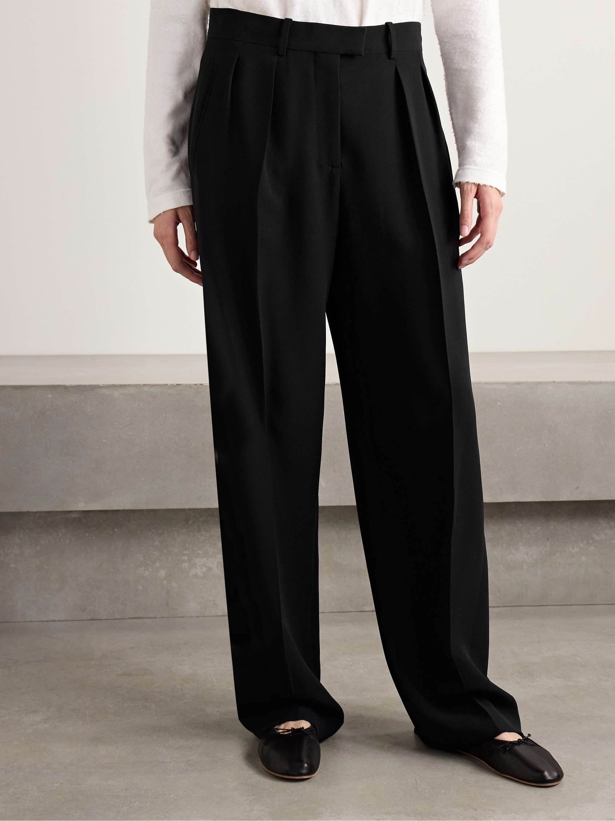 Alfidis pleated cotton-crepe wide-leg pants view