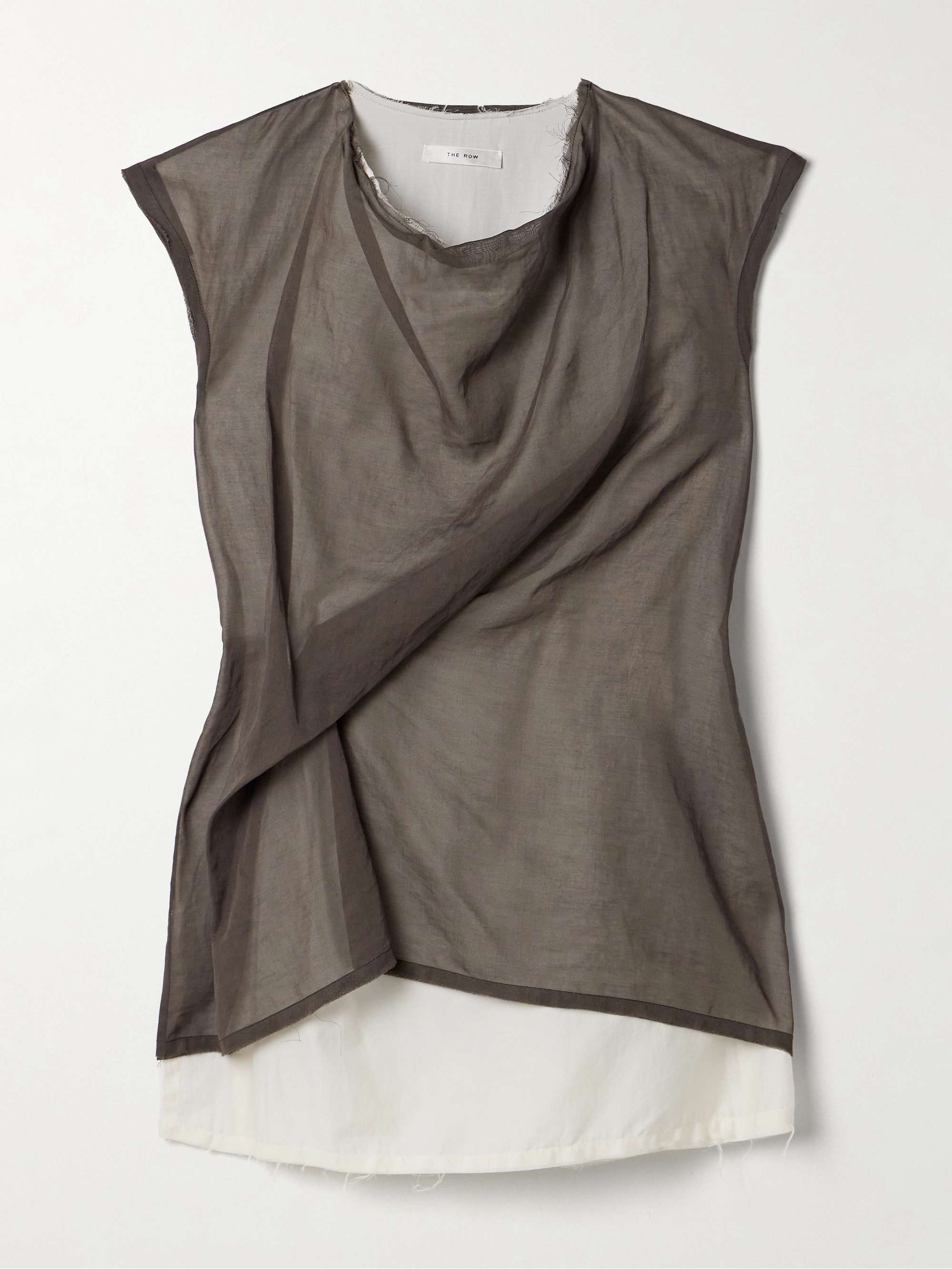 Inawa frayed layered draped cotton-voile tank view