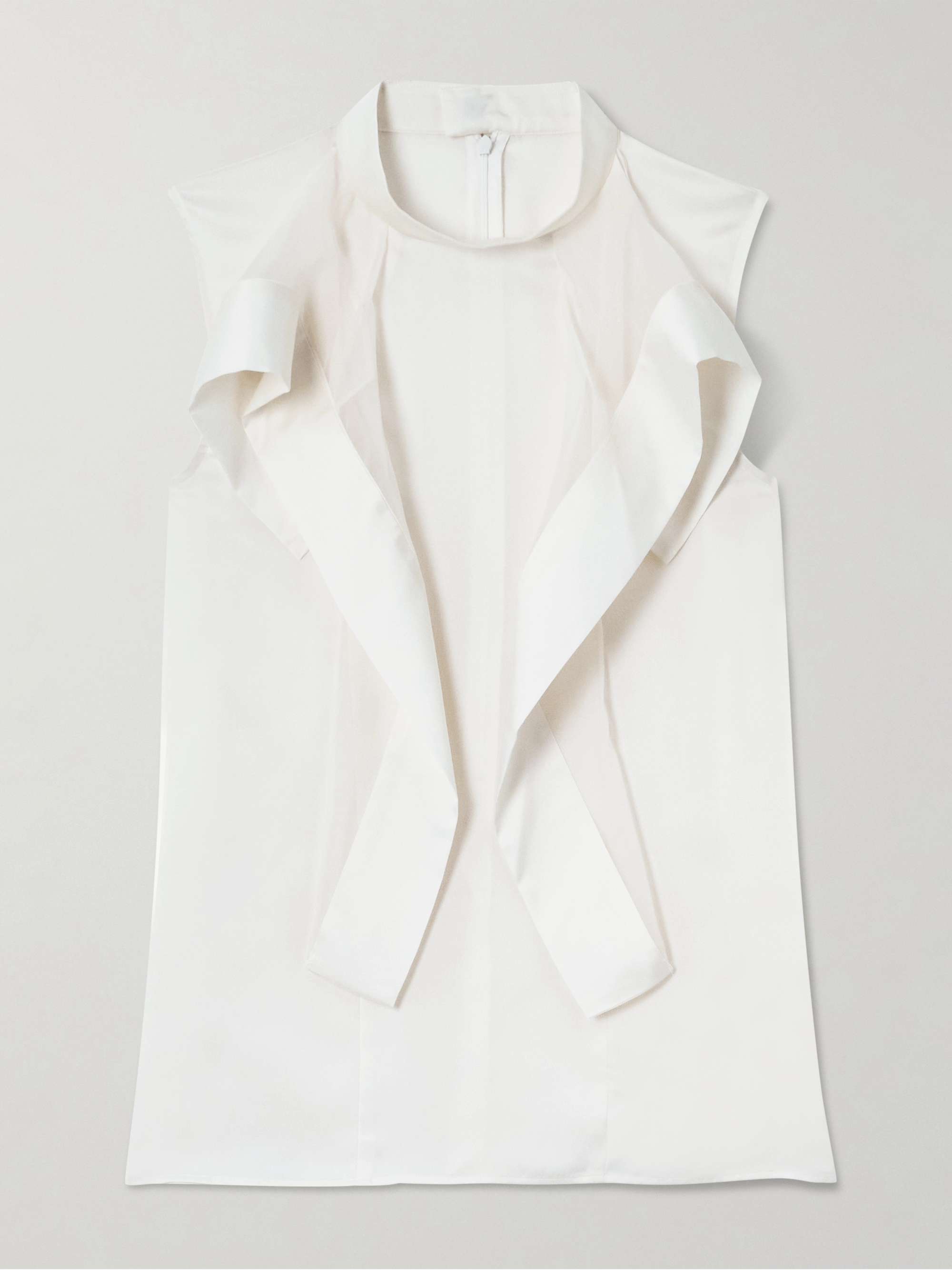 Ruffled satin-trimmed chiffon blouse view