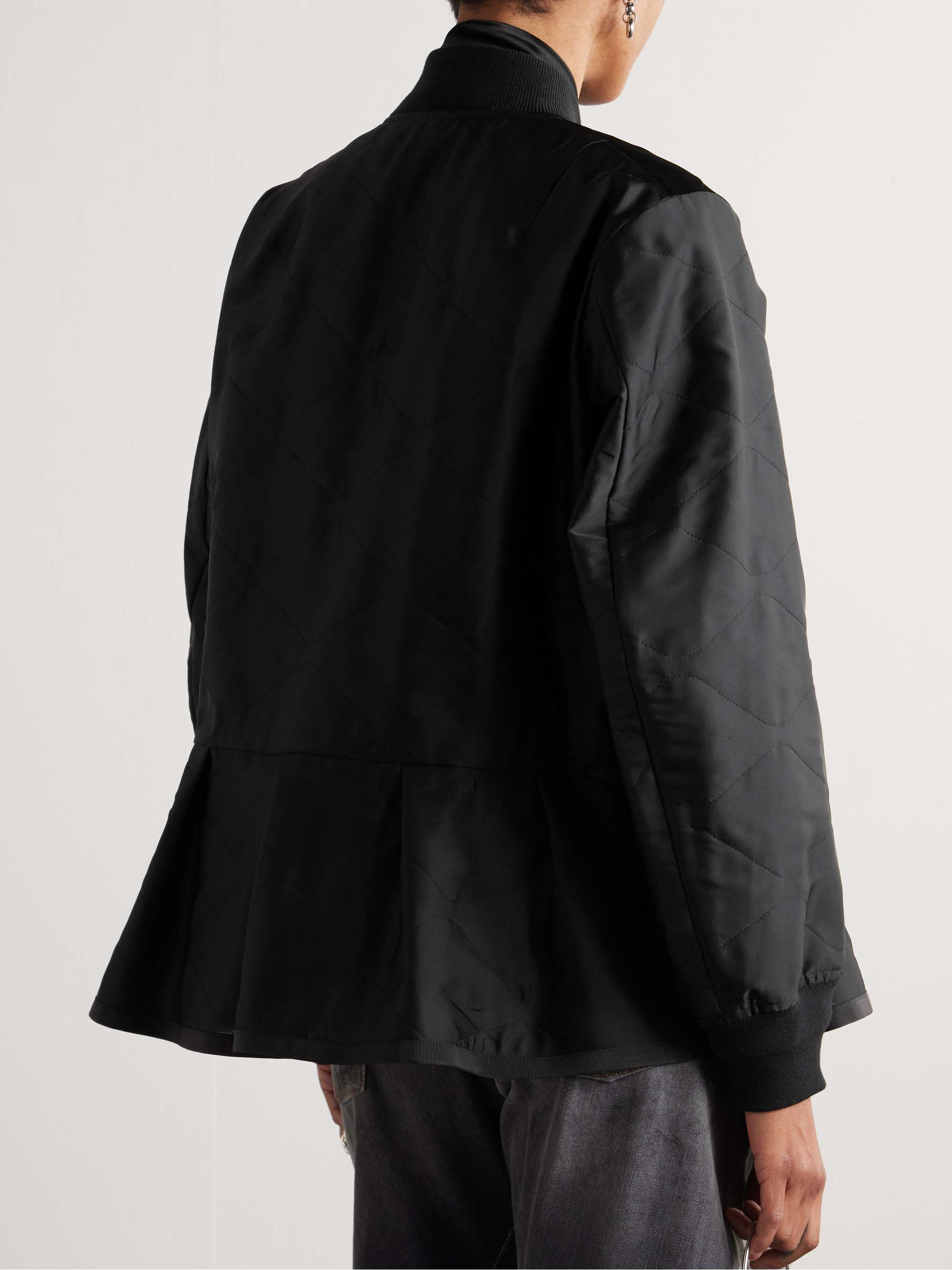 Grosgrain-trimmed quilted satin peplum jacket view