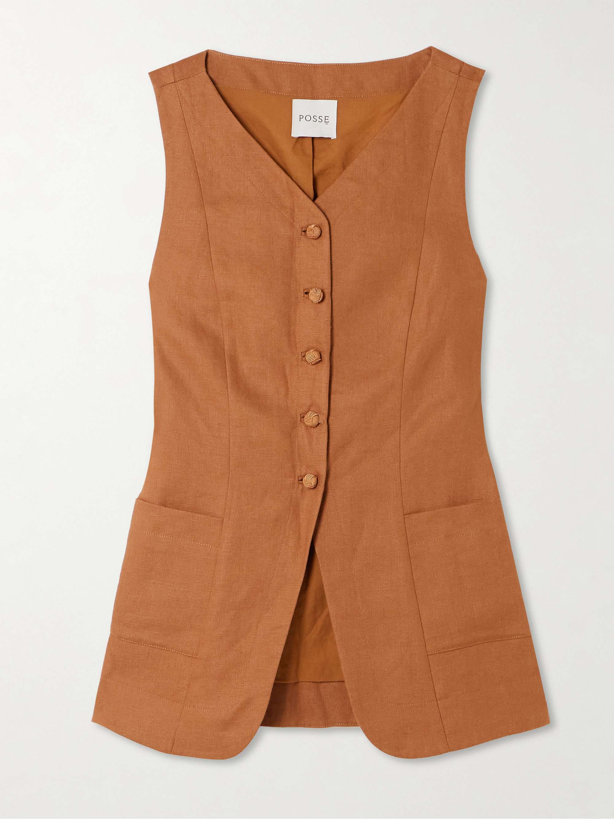 Lorenzo grosgrain-trimmed linen vest view