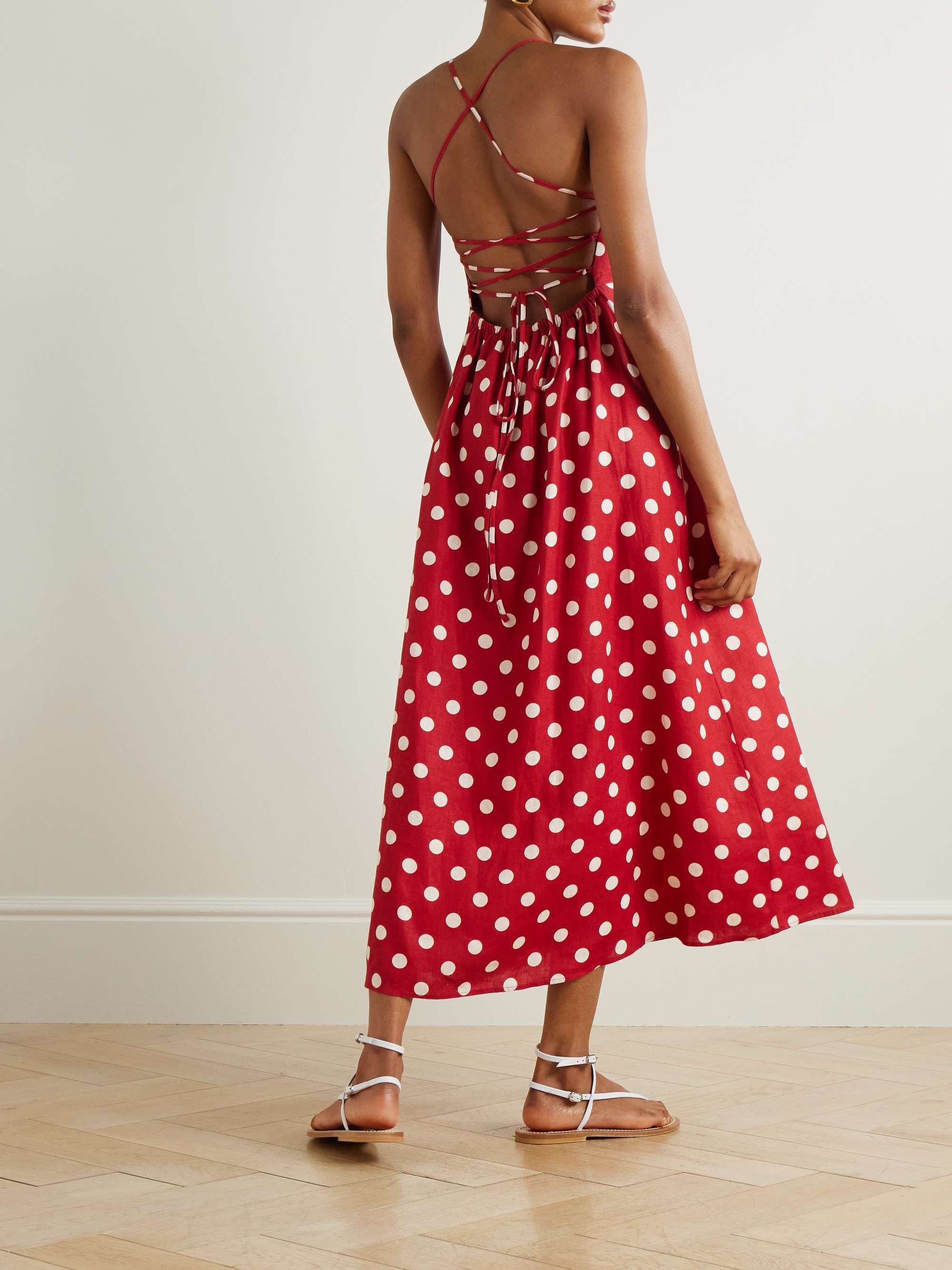 Lori polka-dot linen midi dress view