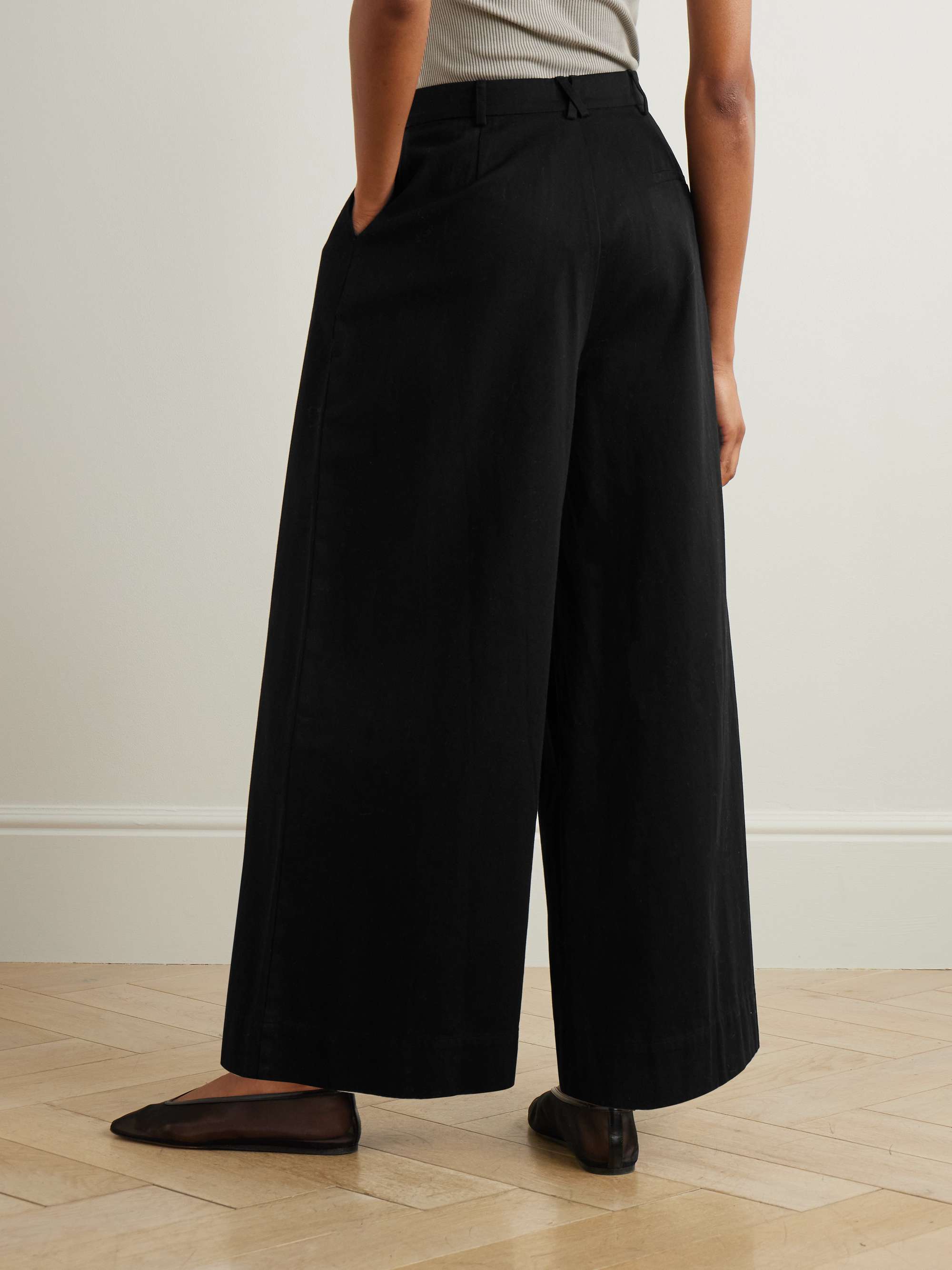 Wesley pleated cotton-twill wide-leg pants view