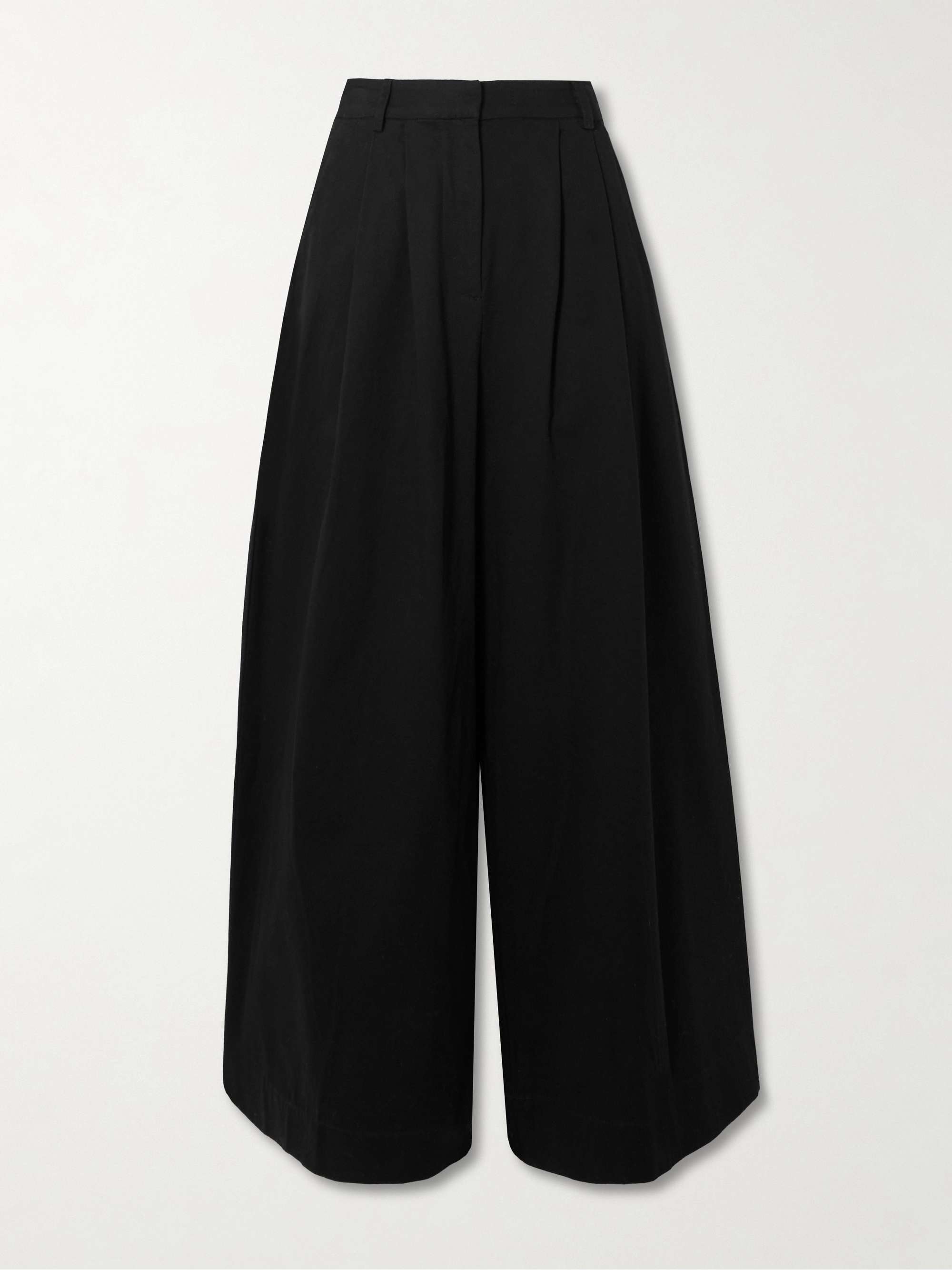 Wesley pleated cotton-twill wide-leg pants view