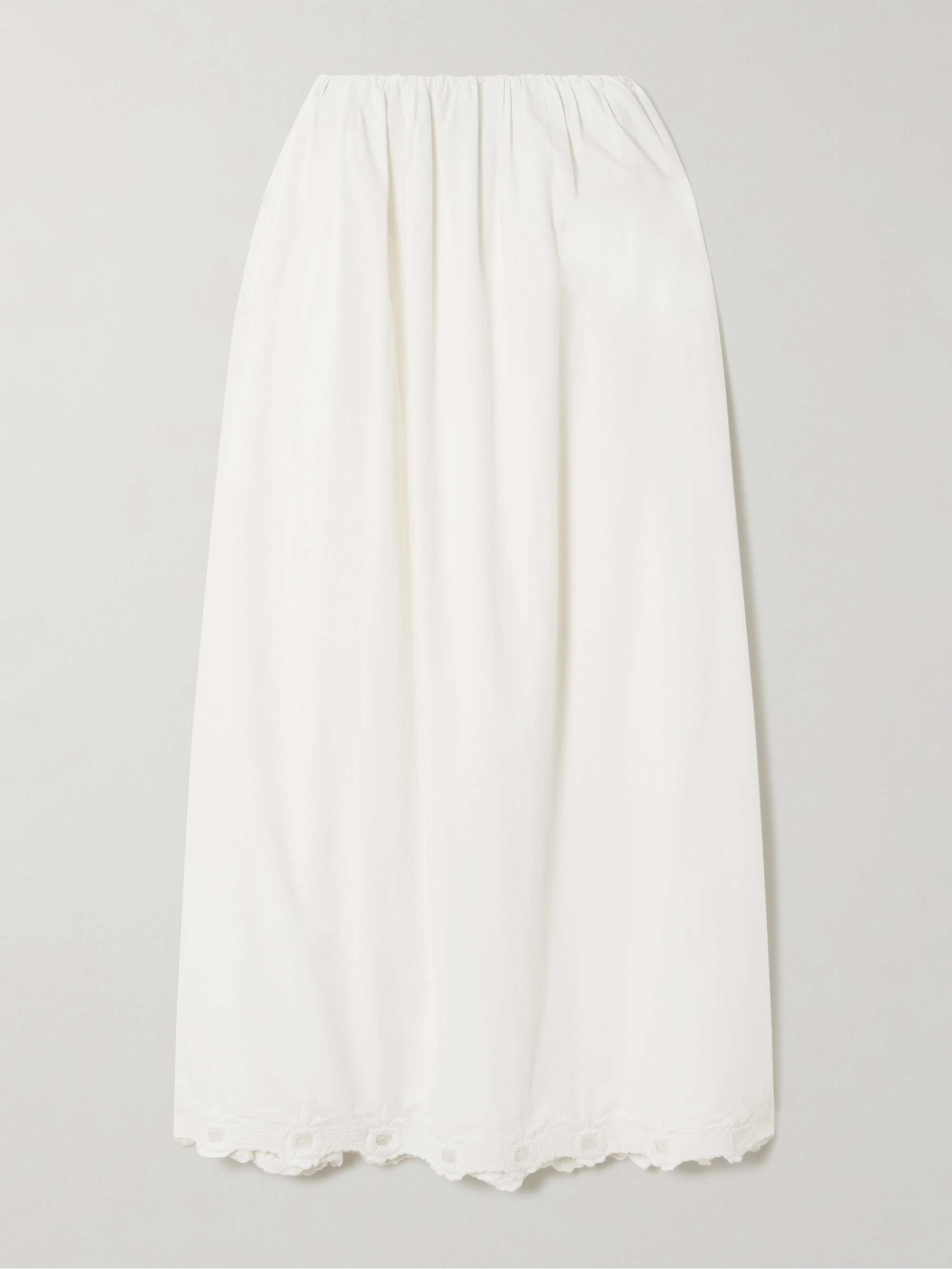 Antoinette scalloped embroidered cotton-voile midi skirt view