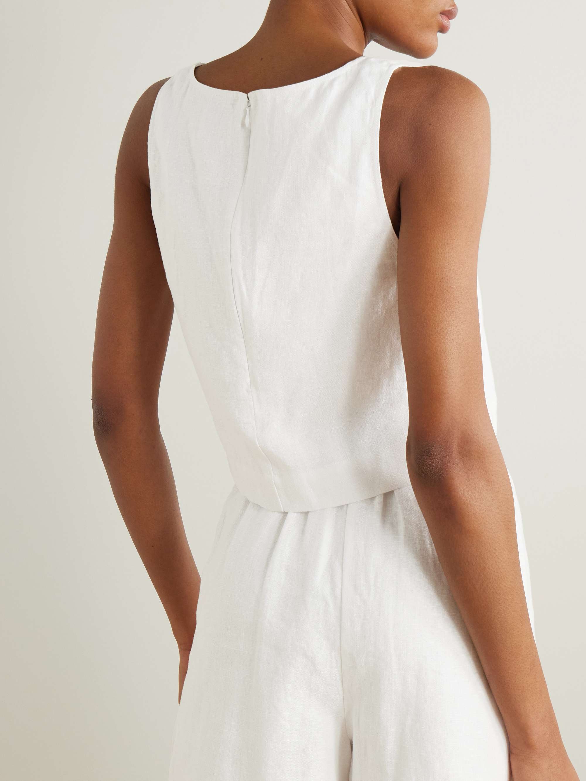 Val cropped linen top view