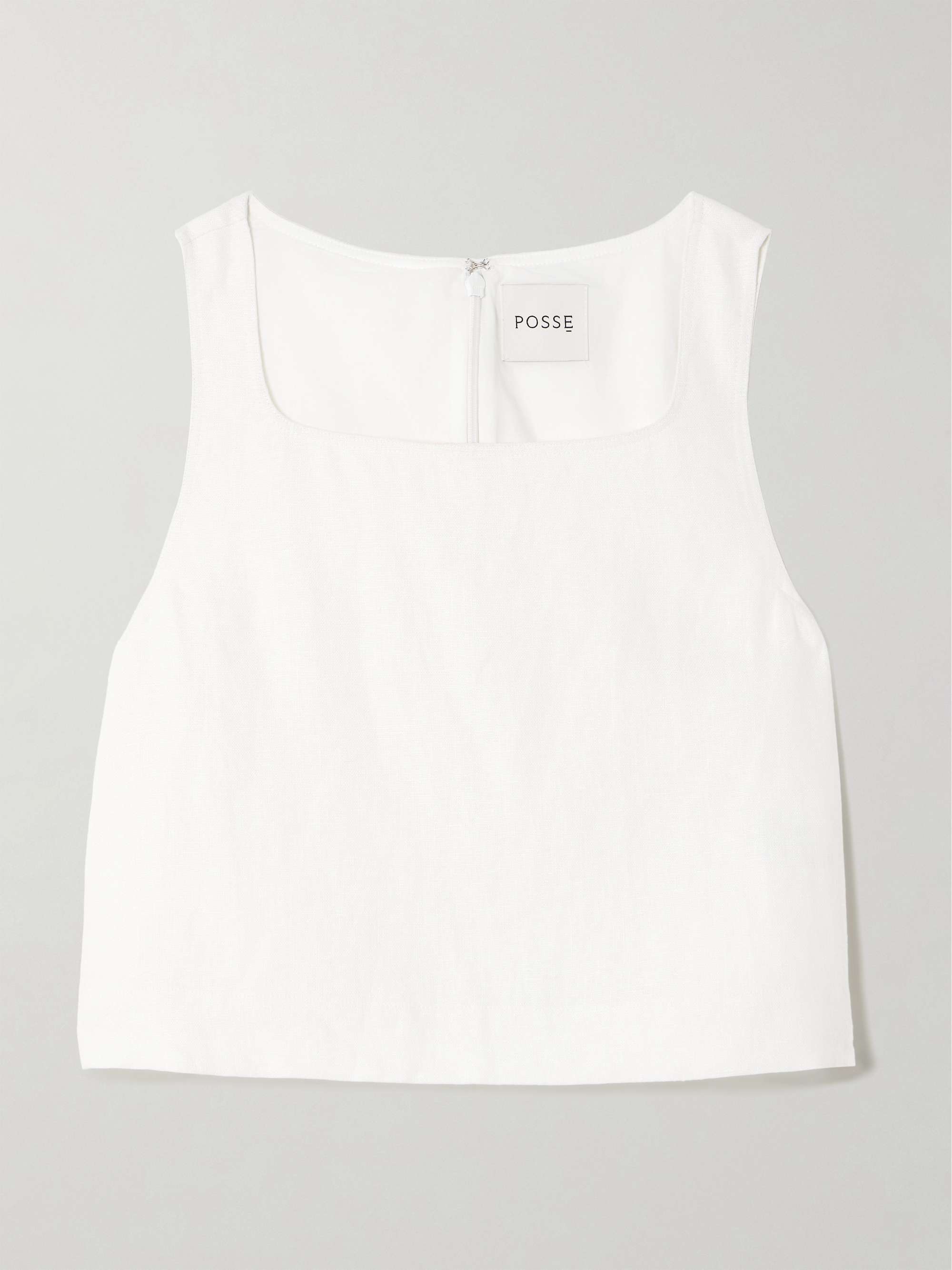 Val cropped linen top view