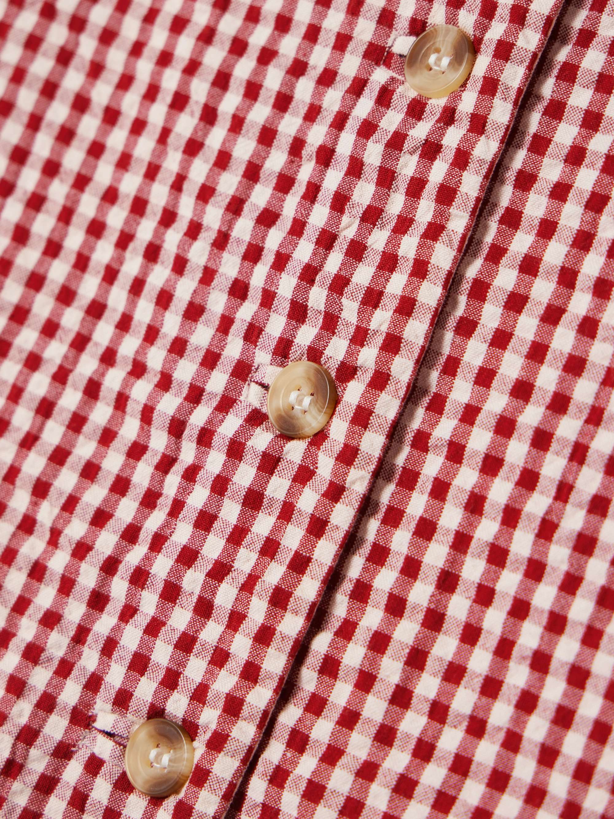 Rio cropped gingham linen-seersucker top view