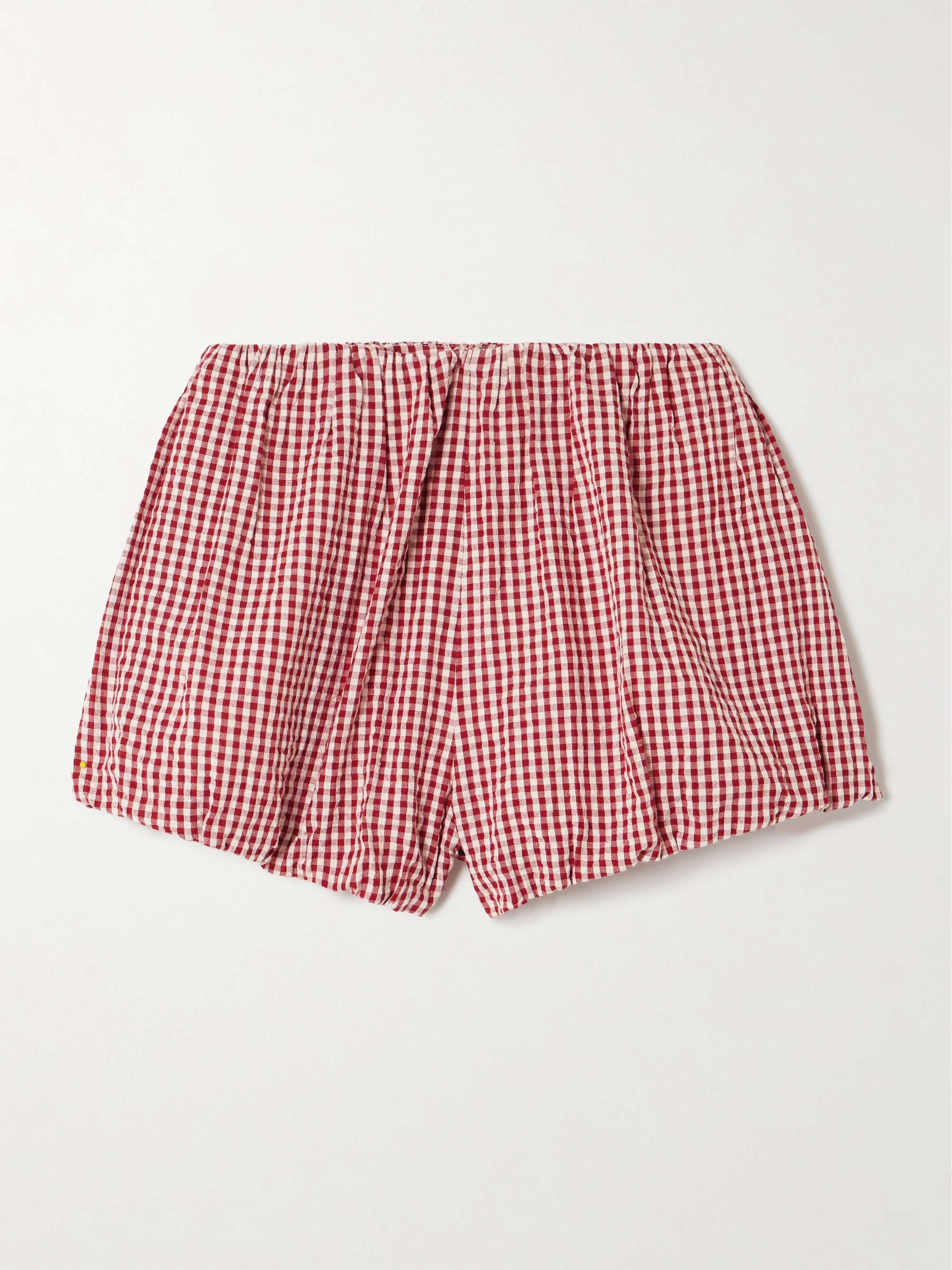 Aurelia gingham linen-seersucker shorts view